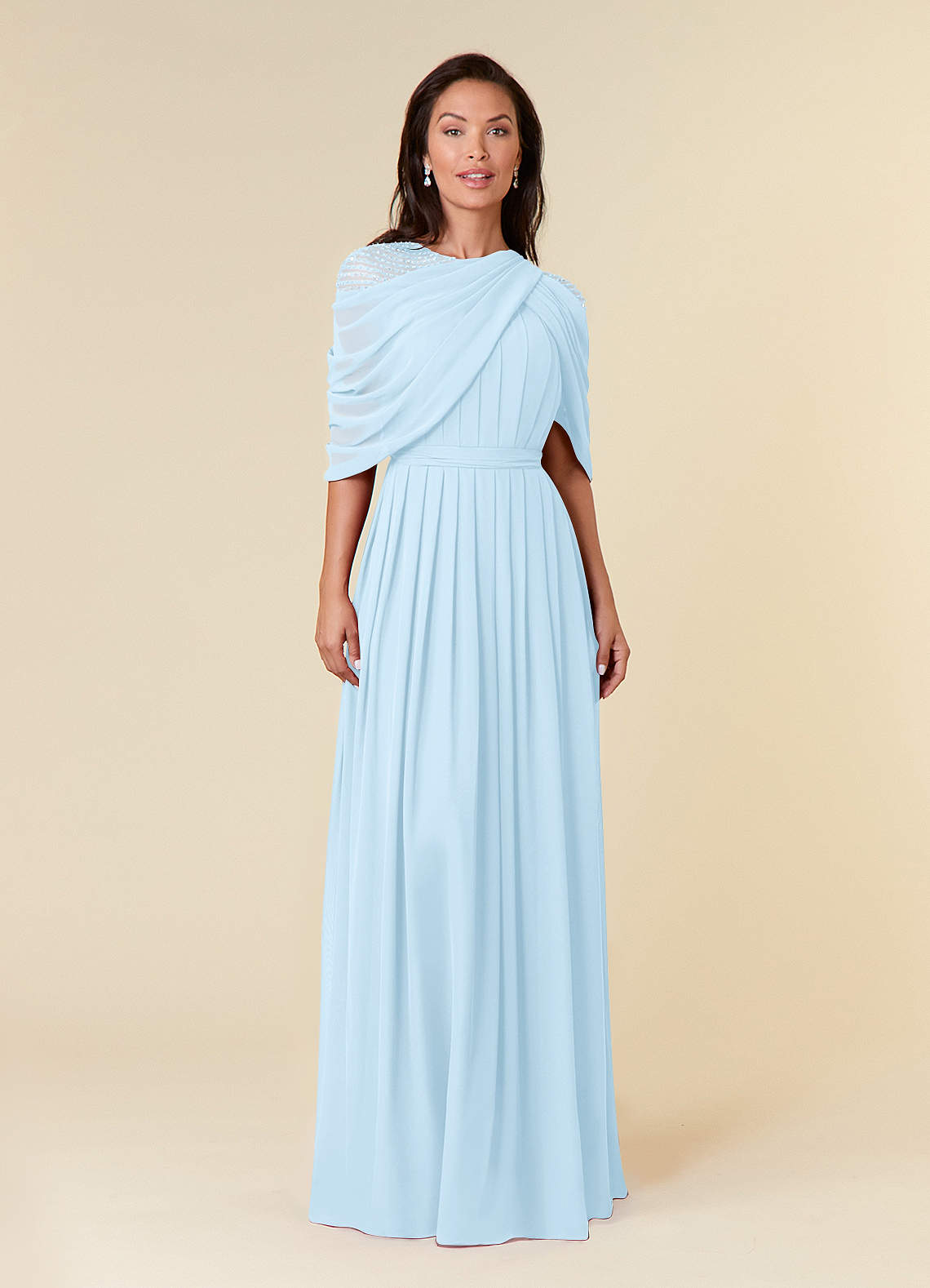 dusty rose and blush bridesmaid dresses Off-the-Shoulder Chiffon A-Line Long Bridesmaid Dress in Dusty Rose, Dusty Rose / 12 main image 0