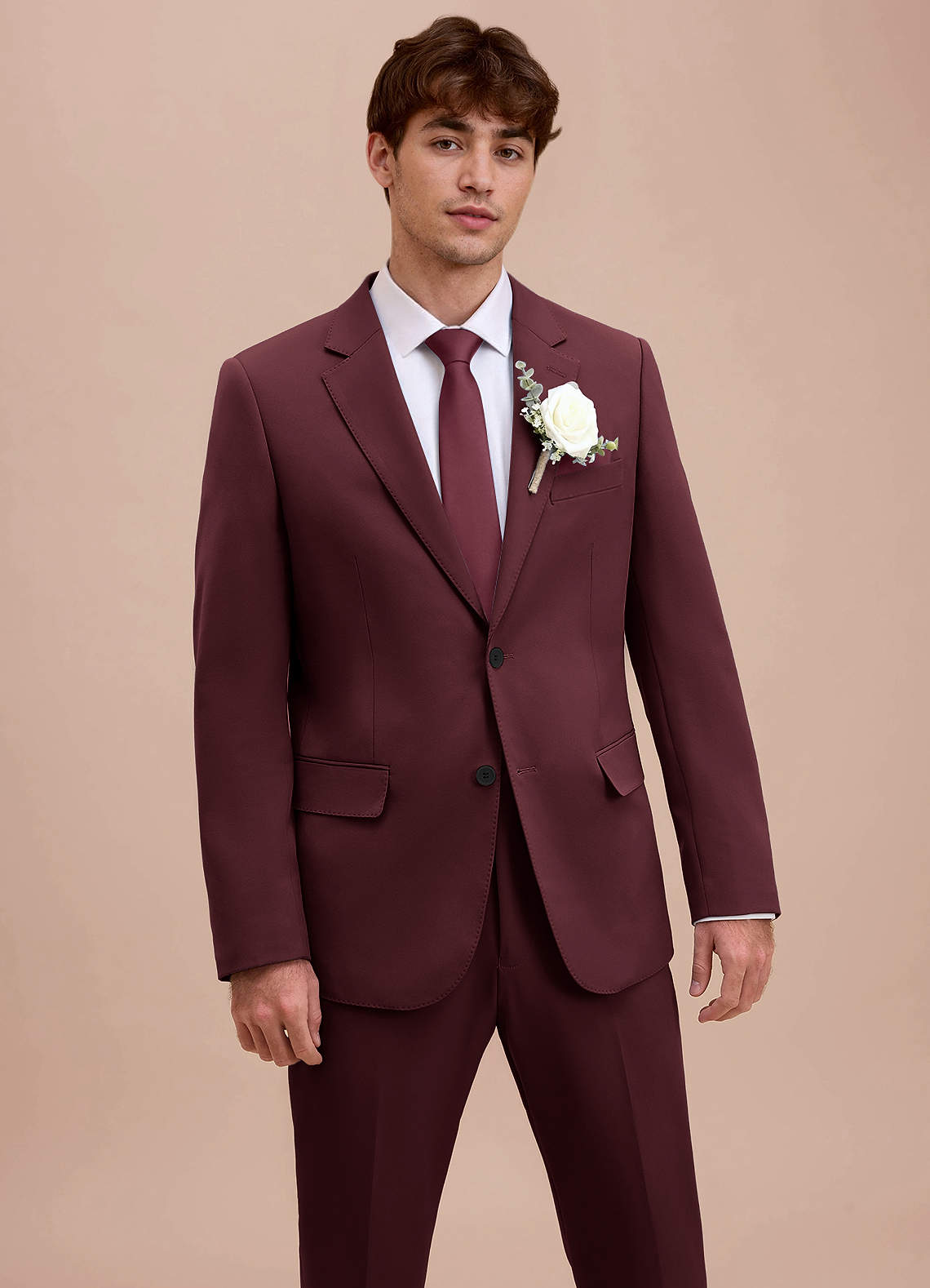 front Ethan Cabernet Refined Weave Performance Suit Jacket