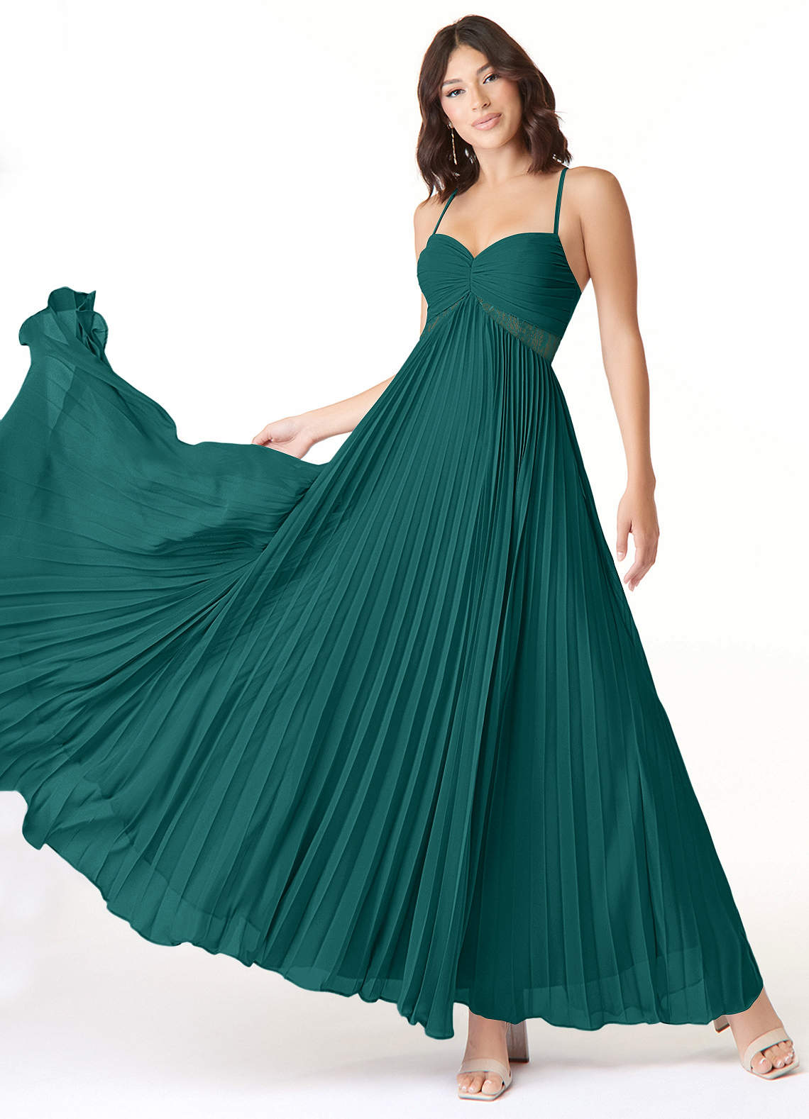 sachin and babi light blue dress Dark Green V Neck Belted Chiffon Midi Dress main image 0