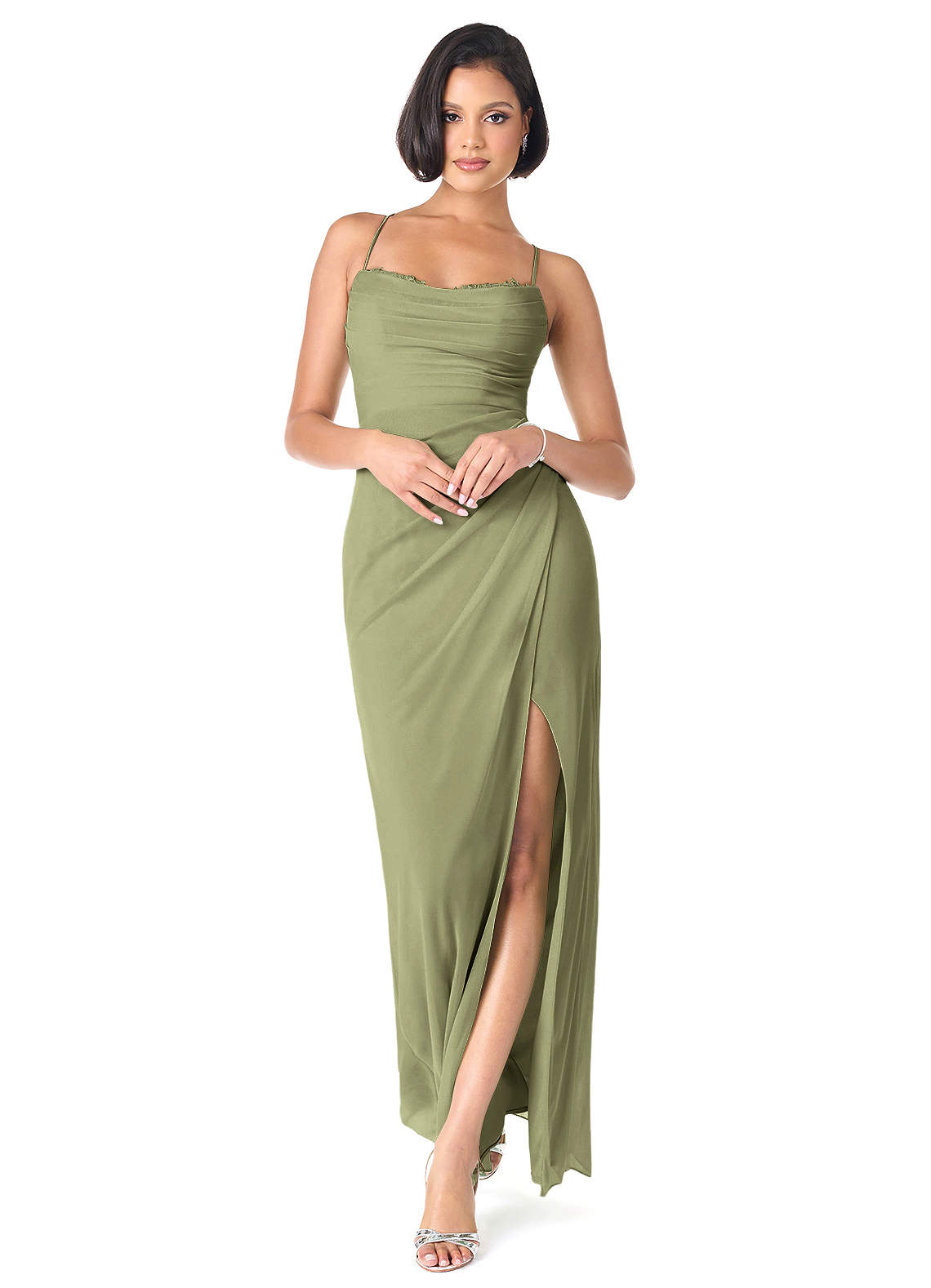 Azazie Ashana Bridesmaid Dresses Pistachio Sheath Sweetheart Lace Mesh Dress image1