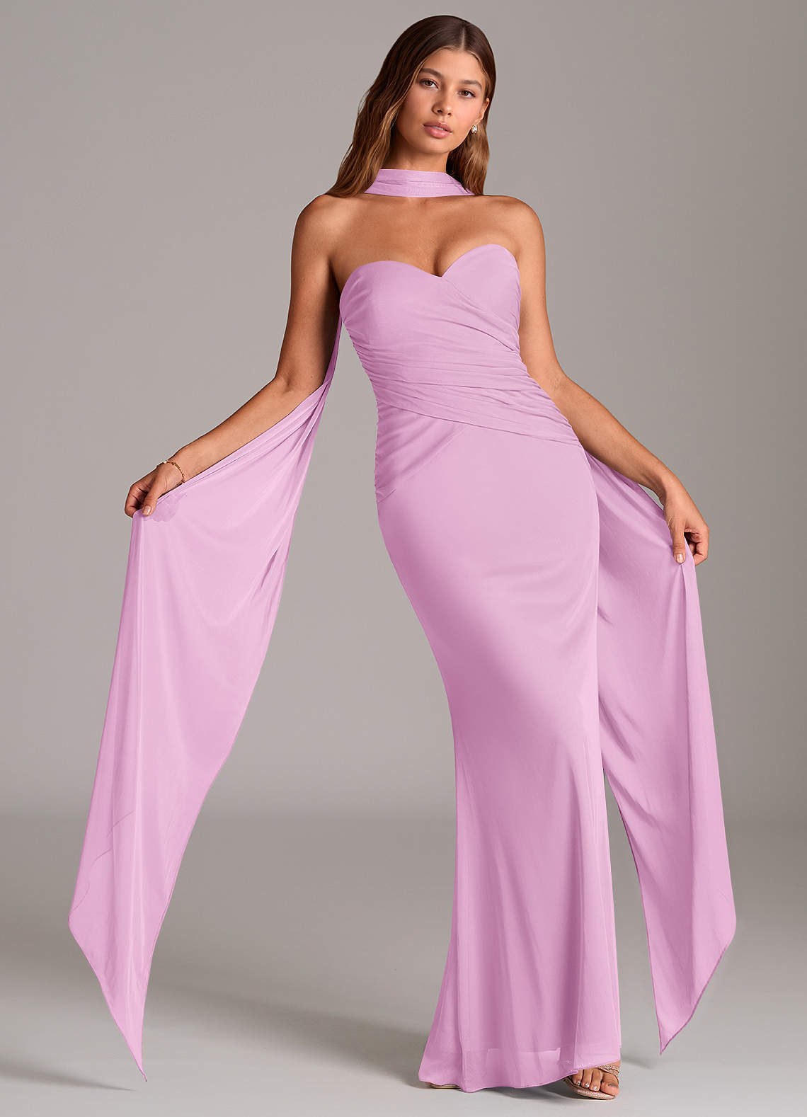 Azazie Katelyn Robes de demoiselle d'honneur Robe Fourreau Convertible en Maille Sans bretelle Rose Bonbon image1