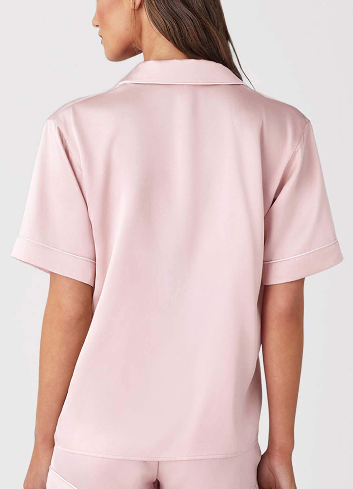 front 100% Washable Silk Pajama Short Sleeve Top