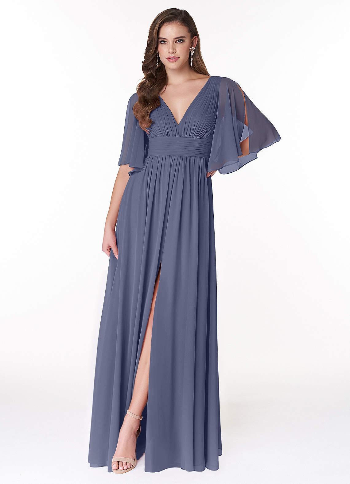 Azazie Temeka Bridesmaid Dresses Stormy A-Line Ruched Chiffon Dress image1