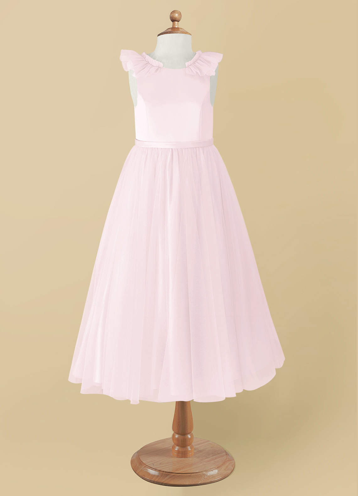 Azazie Dolly Blushing Pink A-Line Bow Tulle Dress | Azazie