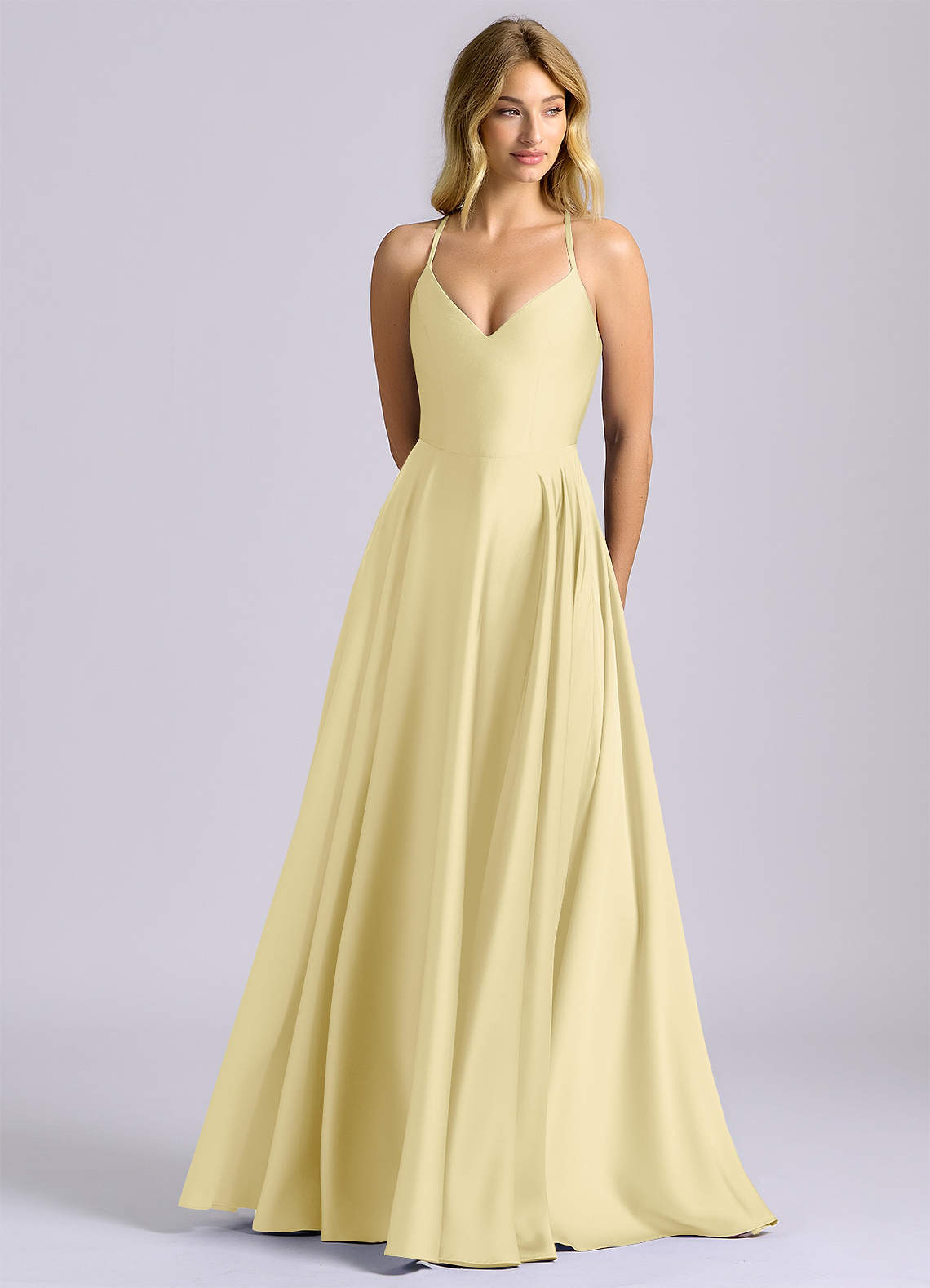 Azazie Truce Lemon Sorbet Stretch Satin Bridesmaid Dresses