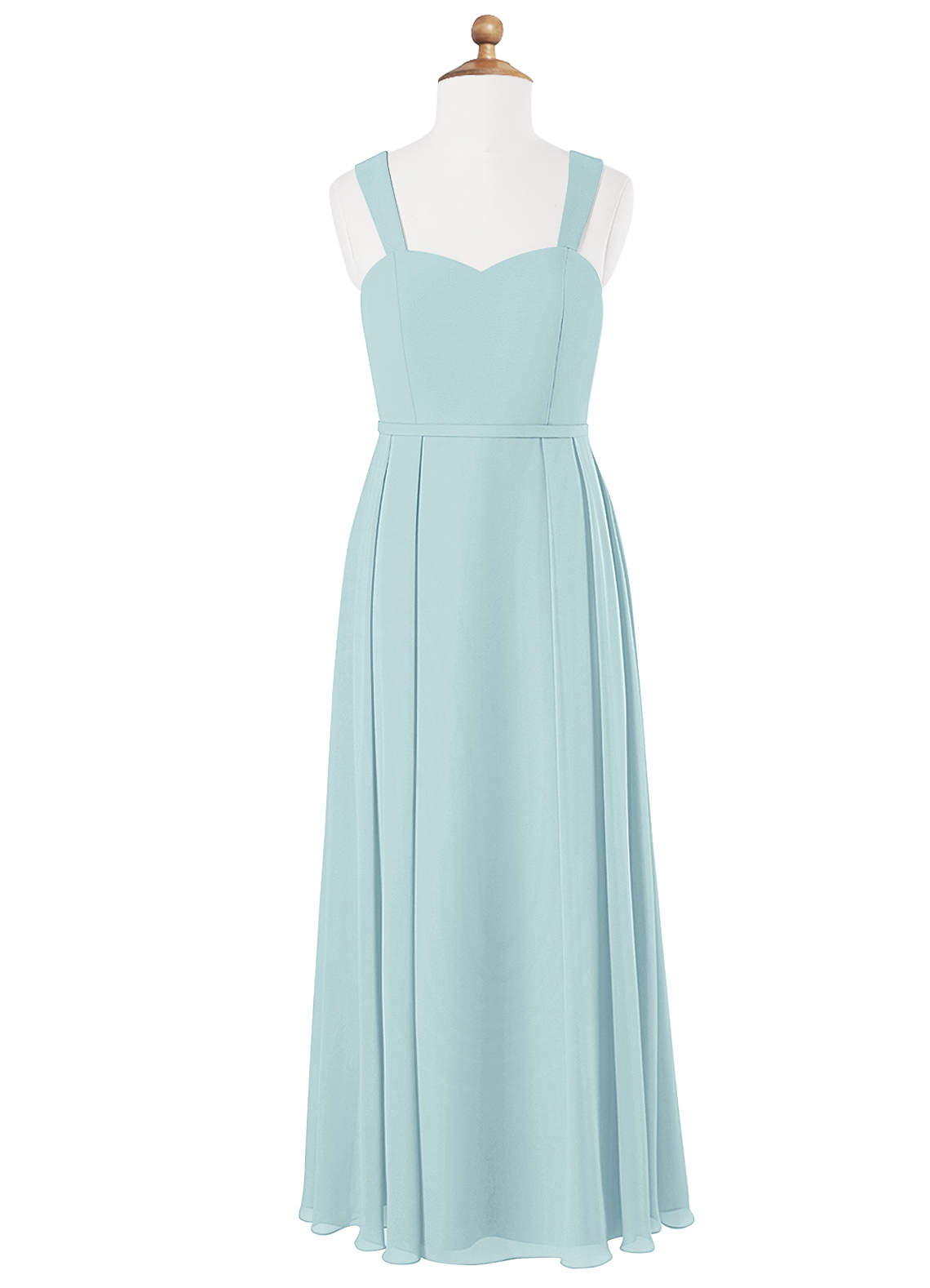 Azazie Simoan Junior Abito A-Line in Chiffon Scollo a Cuore Sea Glass image3