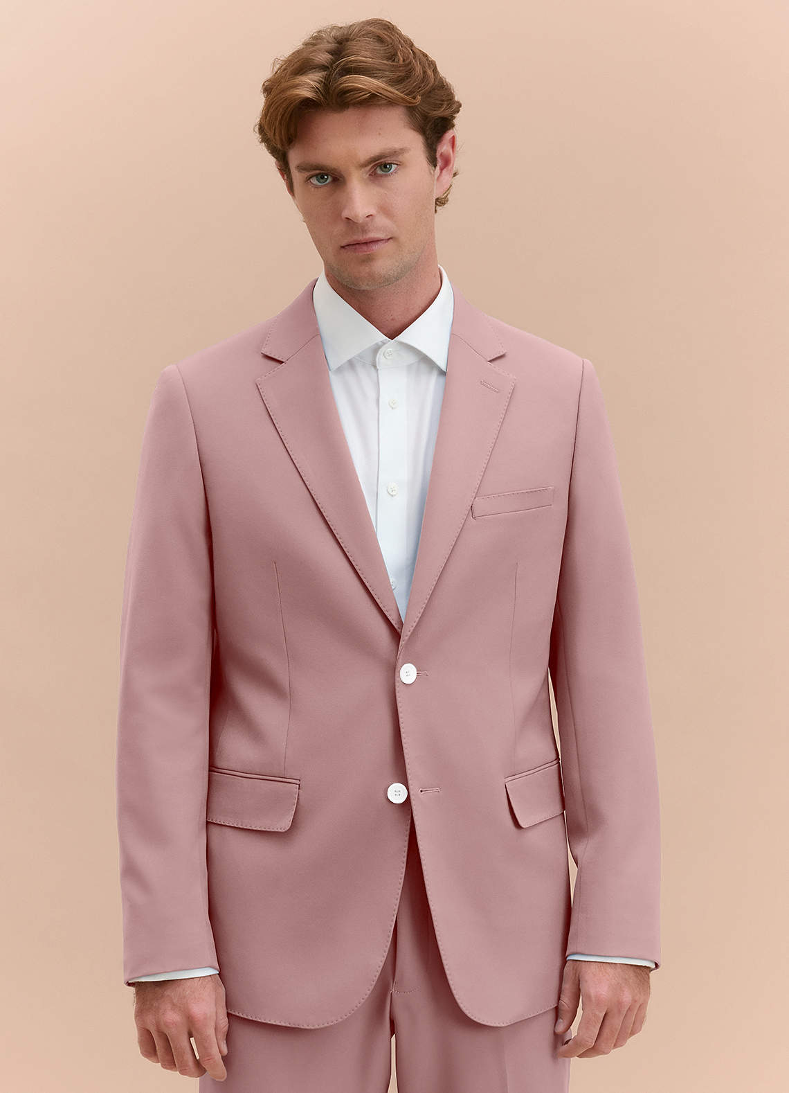 front James Dusty Rose Structured Stretch Suit Jacket