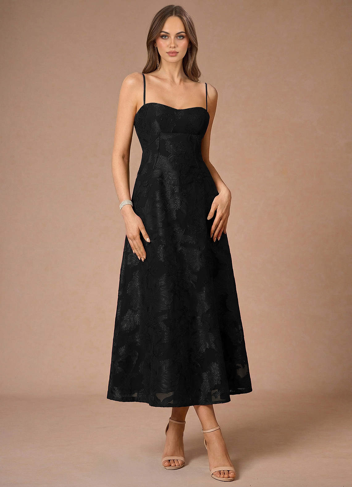 Hollis Black Midi Dress | Azazie