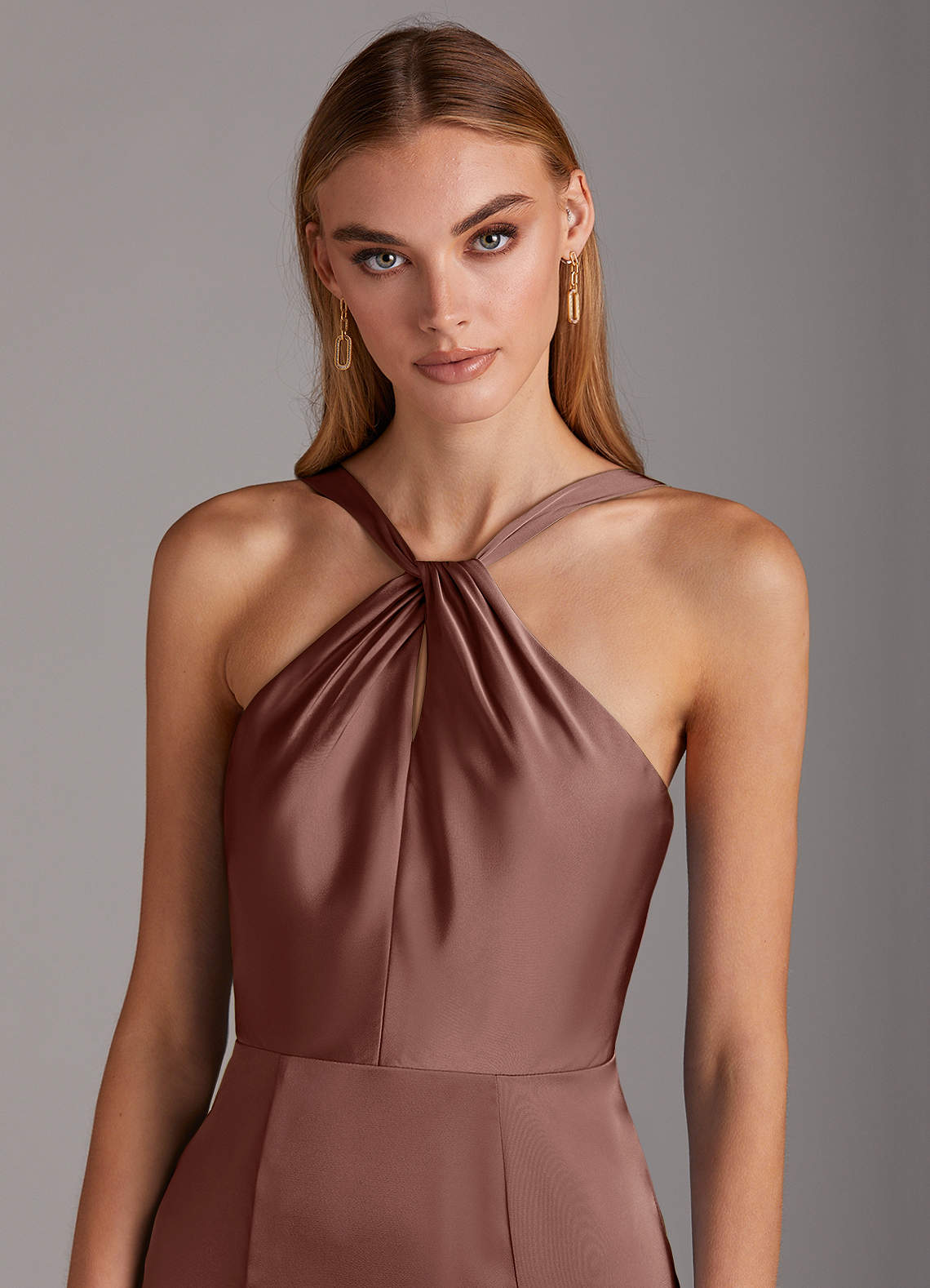 Azazie Elana Ready to Ship Amethyst Stretch Satin Bridesmaid Dresses |  Azazie