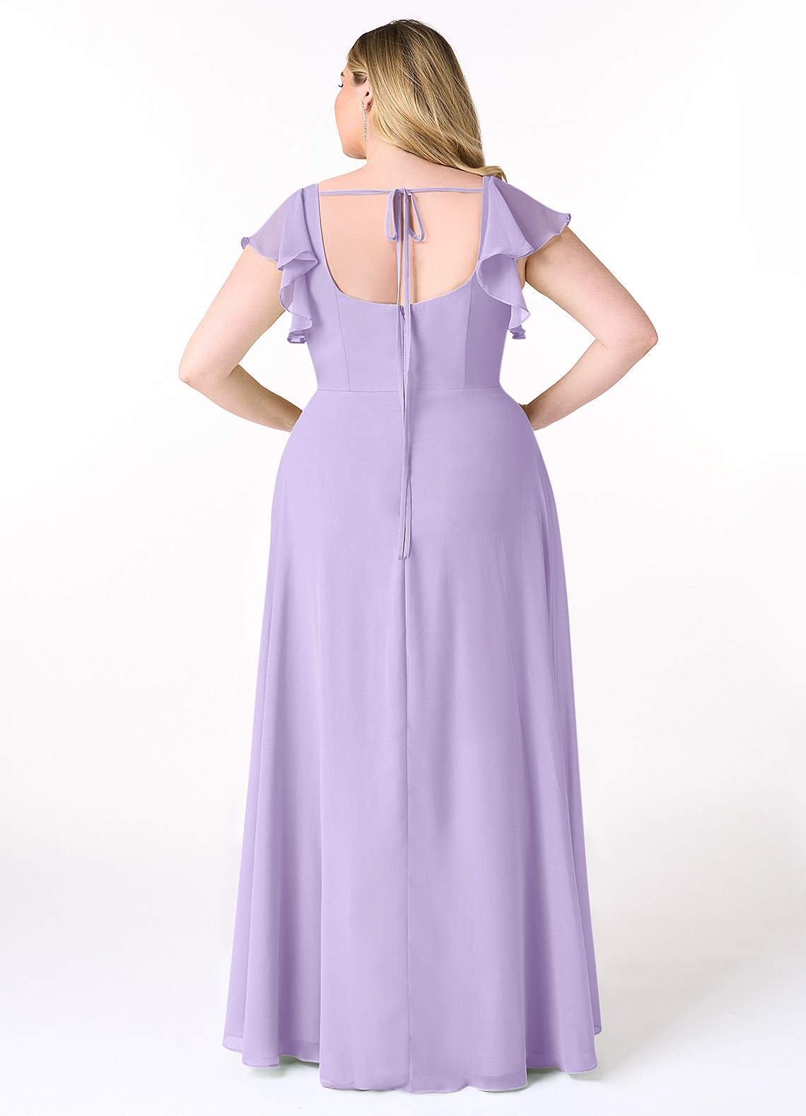 Azazie Bondi Bridesmaid Dresses Lilac A-Line Ruffled Chiffon Dress image7