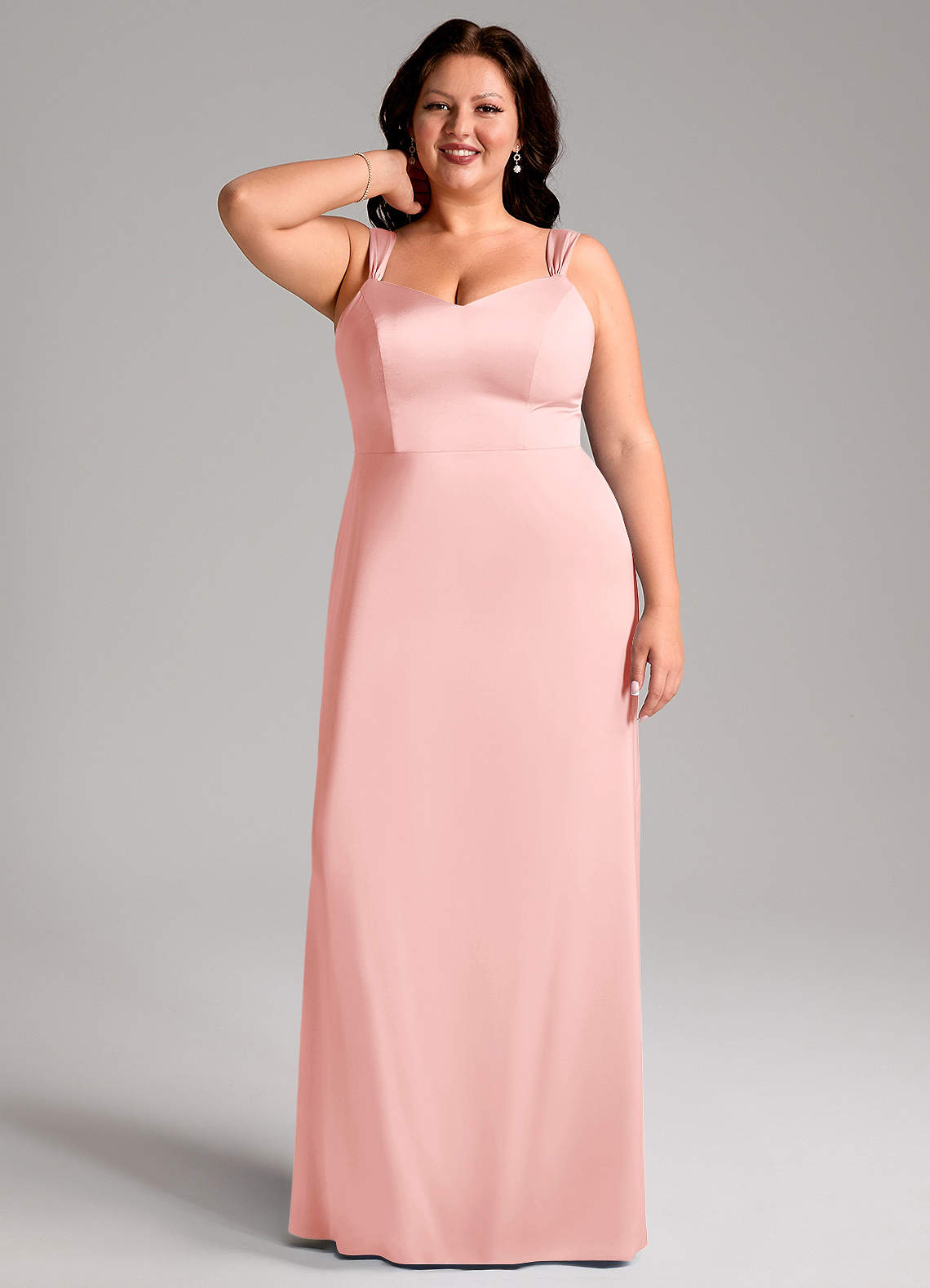 Azazie Denice Robes à essayer chez vous Robe Fourreau en Satin extensible Plissée Noir image8