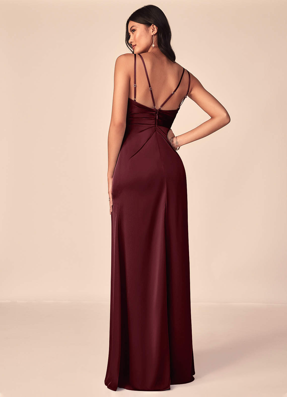 azazie aqua stretch satin dress Azazie Aqua