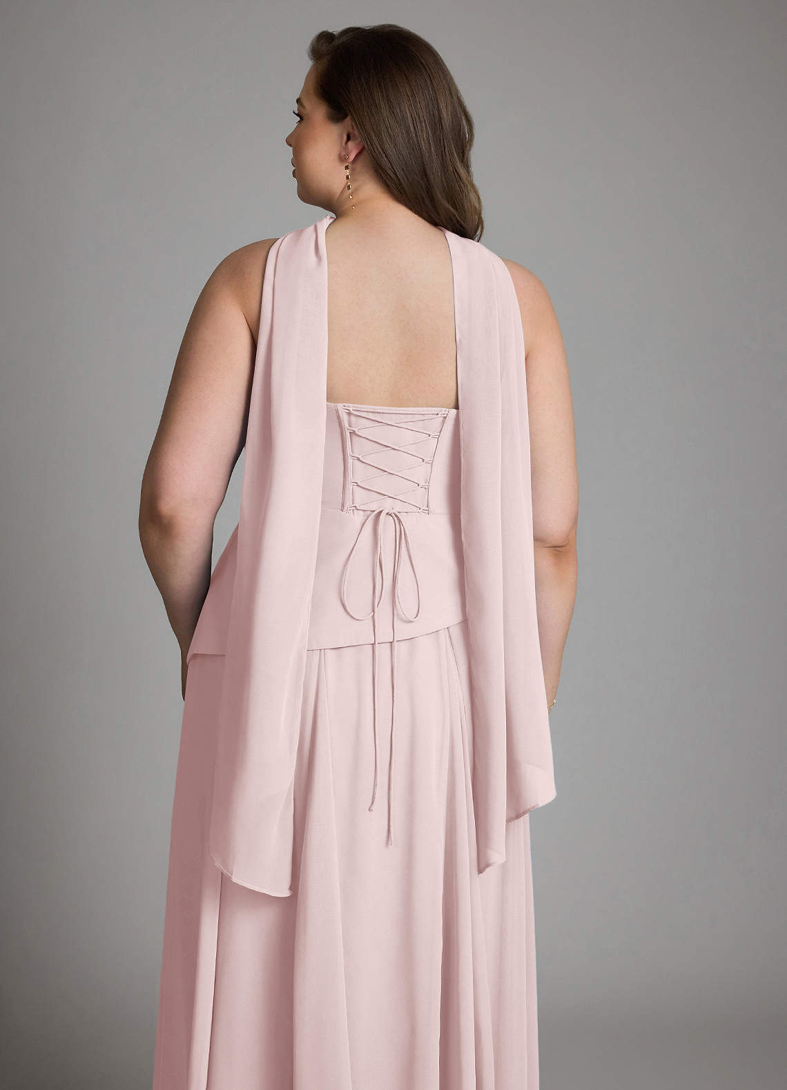 Azazie Gabriela Bridesmaid Dresses Blushing Pink A-Line Corset Chiffon Dress image21