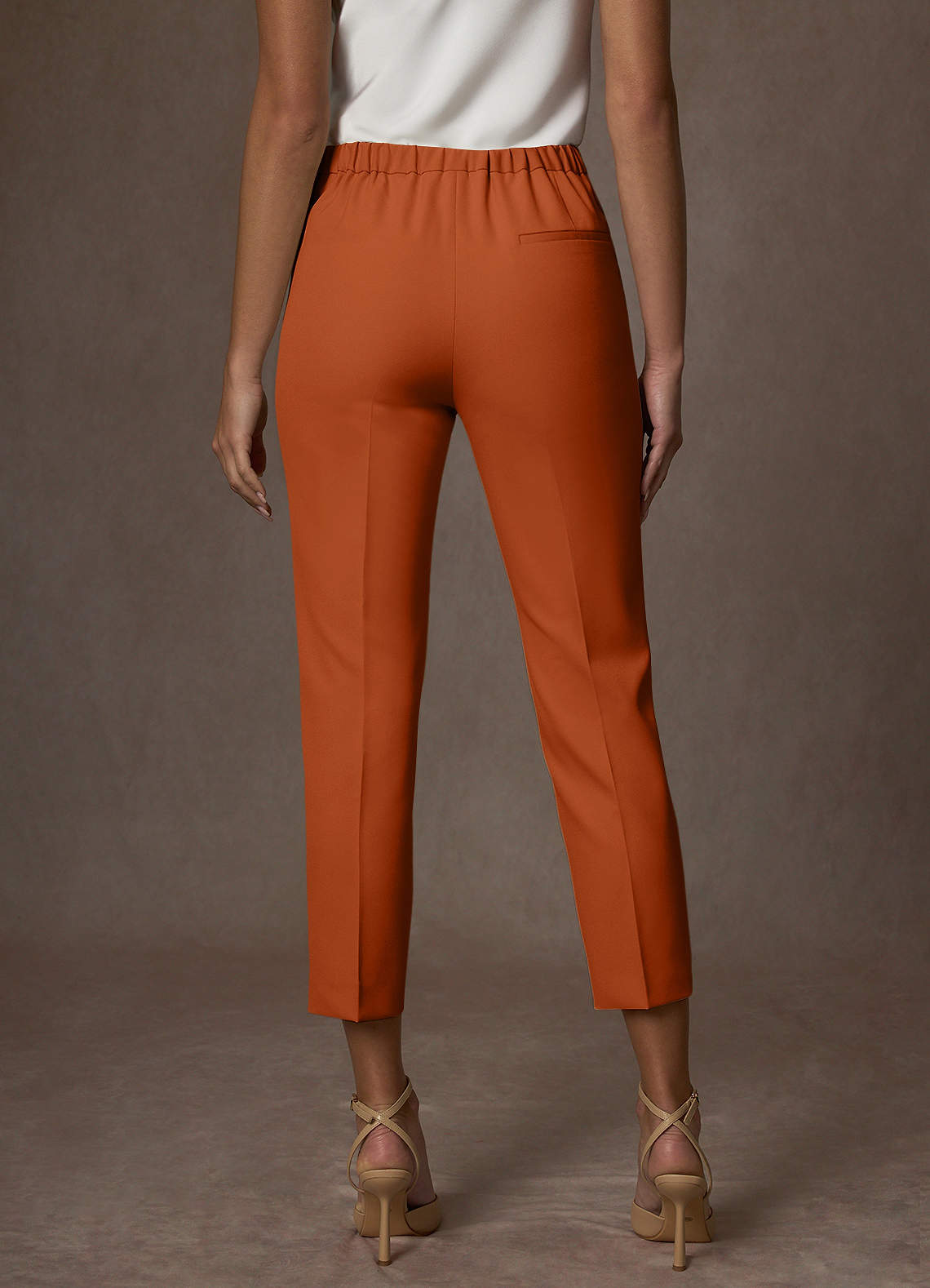 front Kennedy Naranja Quemada Pantalones de vestir elásticos estructurados