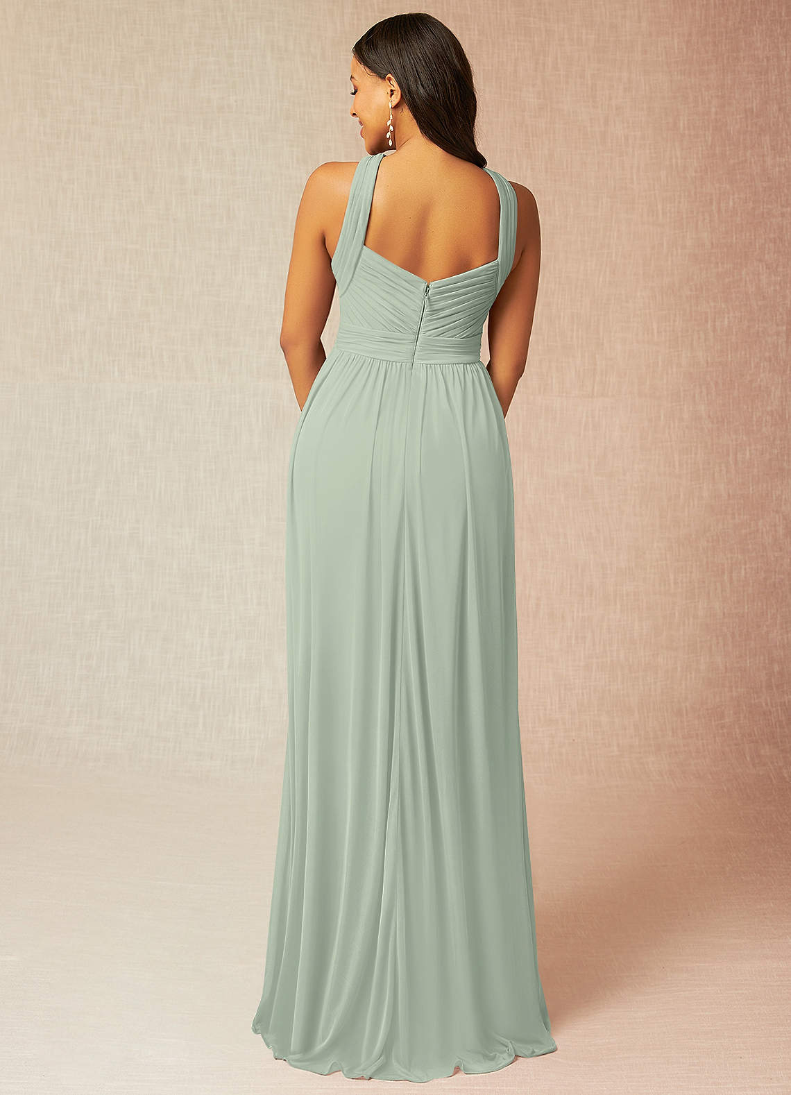 dusty sage bridesmaid dresses uk WEDTREND Women Dusty Sage Long Bridesmaid Dress with Slit A Line V-Neck  Pleated Tiered Backless Wedding Guest Dress  Wedtrend UK