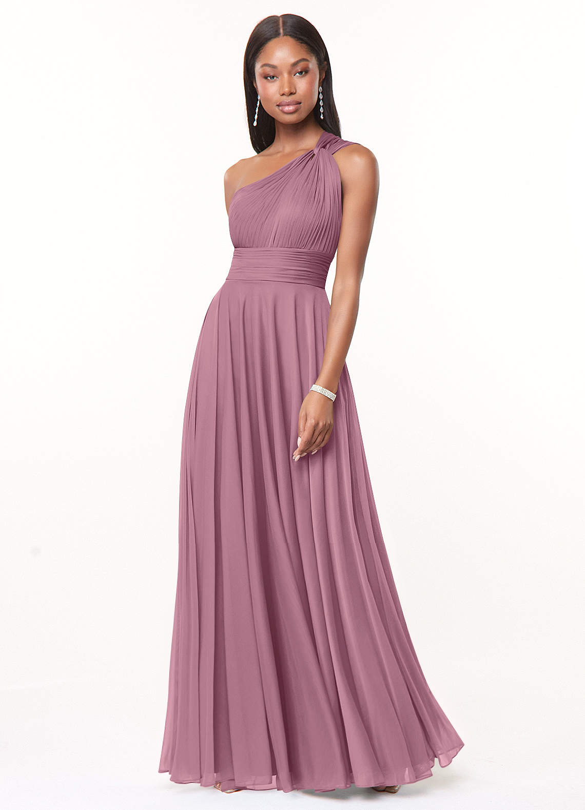 One shoulder mauve dress hotsell