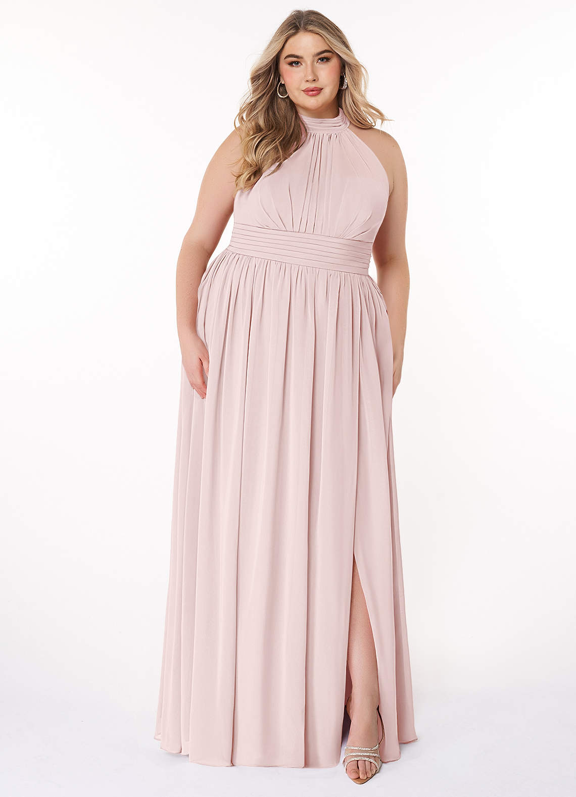 Azazie Iman Bridesmaid Dresses Blushing Pink A-Line A-Line Ruched Chiffon Dress image1