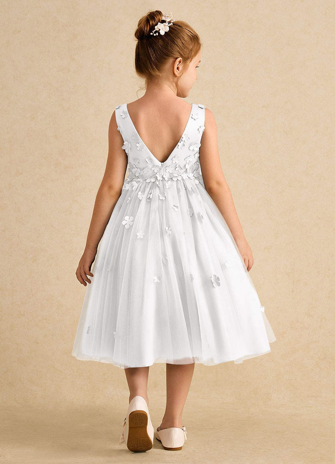 Azazie Lana Flower Girl Klänningar Klä A-Line i Matt satäng Ärmlös image1