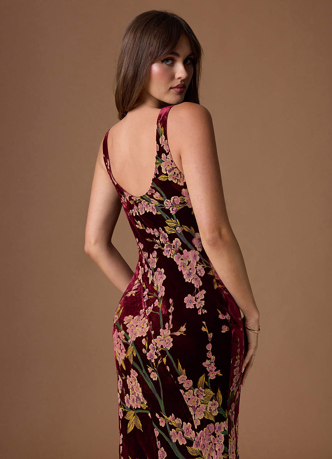 Paola Burgundy Bloom Maxi Dress | Azazie AU