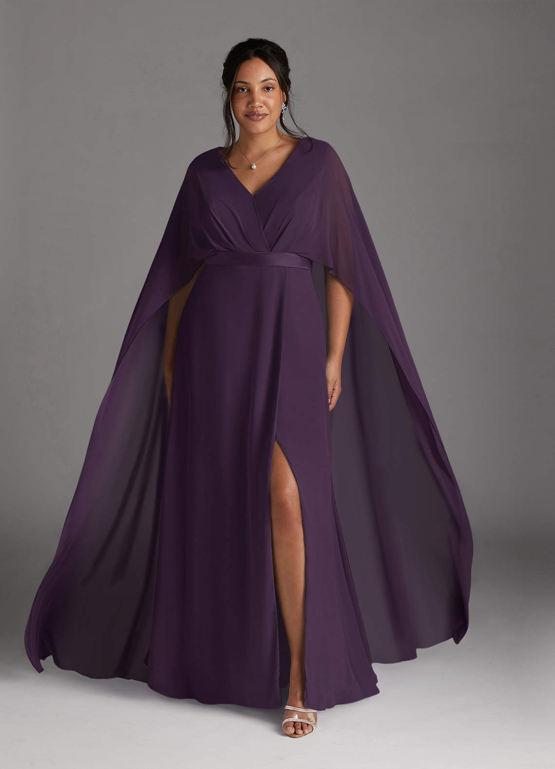 Azazie Isa Mother of the Bride Dresses Plum A-Line V-Neck Pleated Chiffon Dress image1