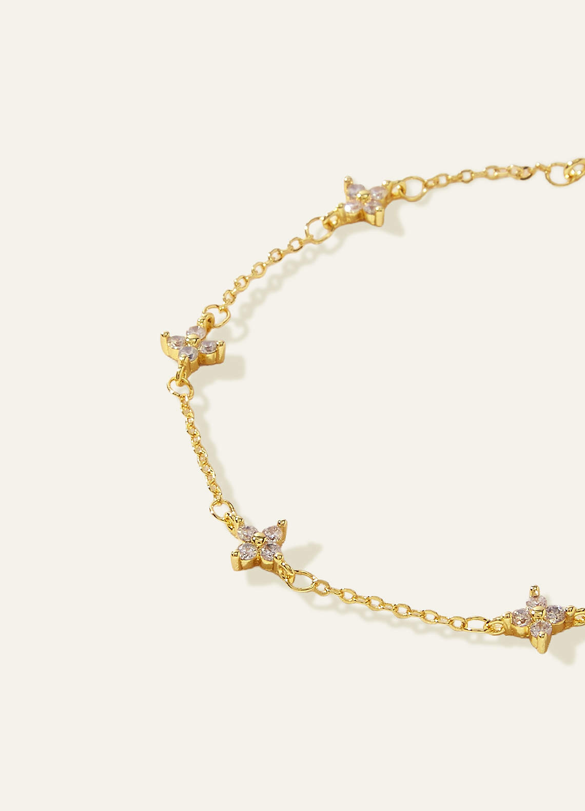 front Mini Rhinestone Clover Bracelet