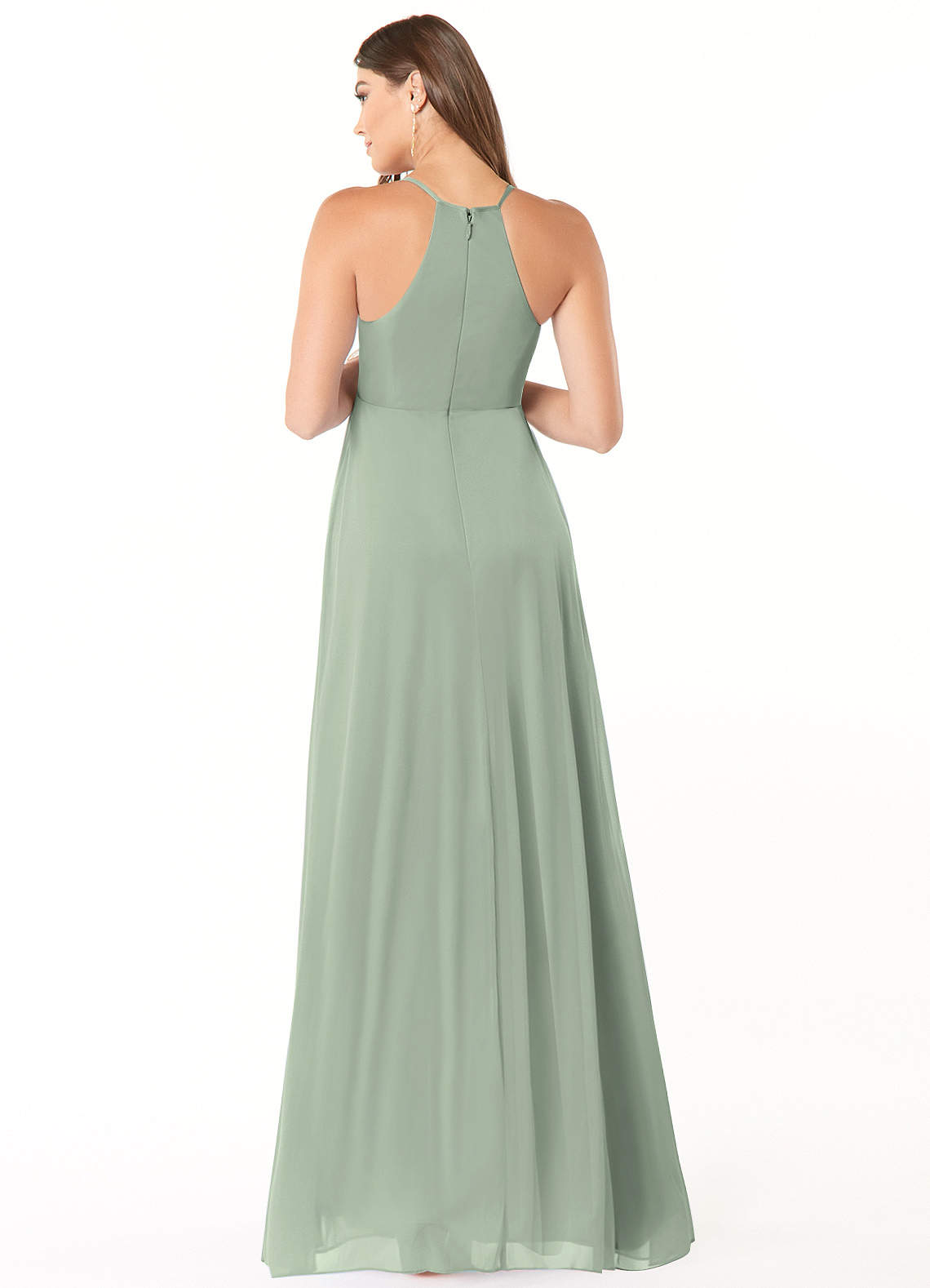 Azazie Annabelle Maternity Bridesmaid Dresses A-Line V-Neck Pleated Mesh Floor-Length Dress image1