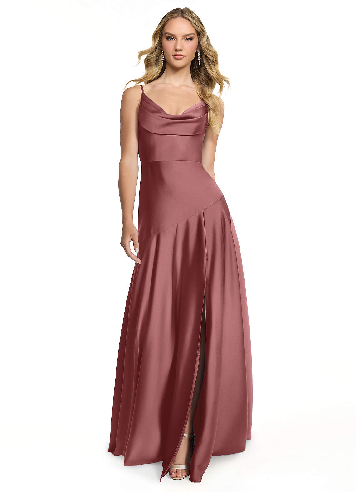 Azazie Kayla Brautjungfernkleider Etui Seitliche Cut-Outs Stretch-Satin Kleid Amethyst image1