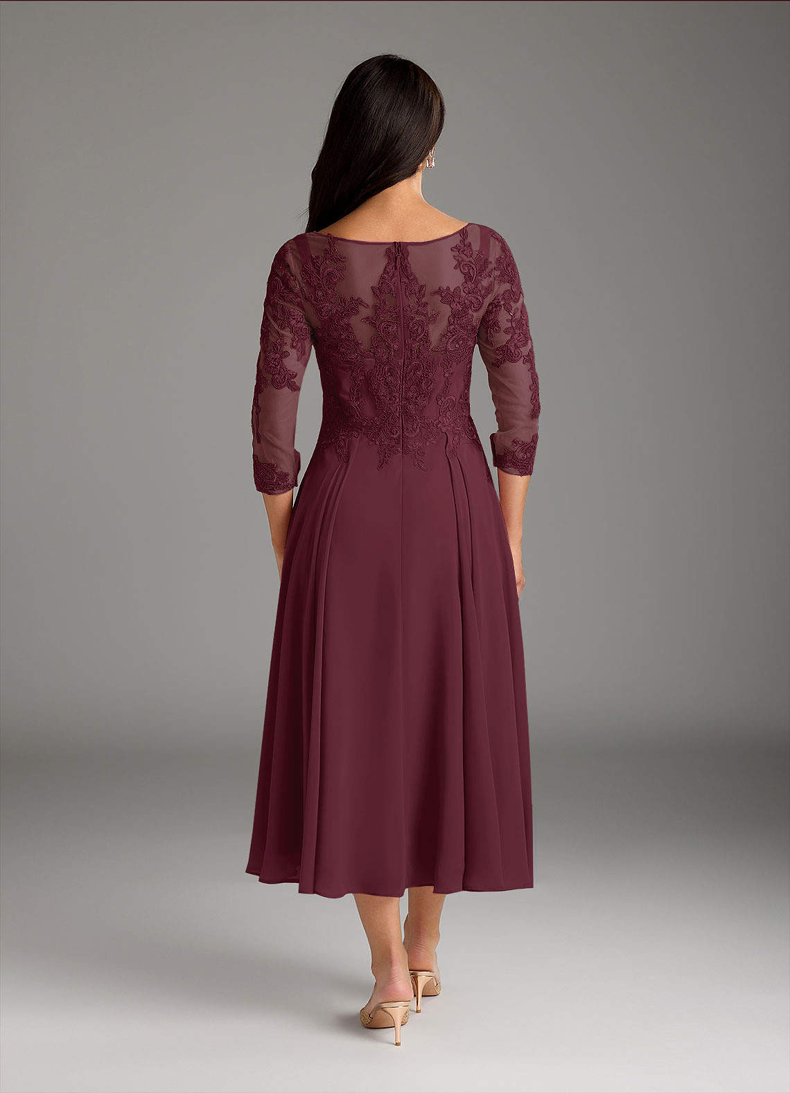 Azazie Marge Mother of the Bride Dresses Cabernet A-Line Scoop Lace Chiffon Dress image2