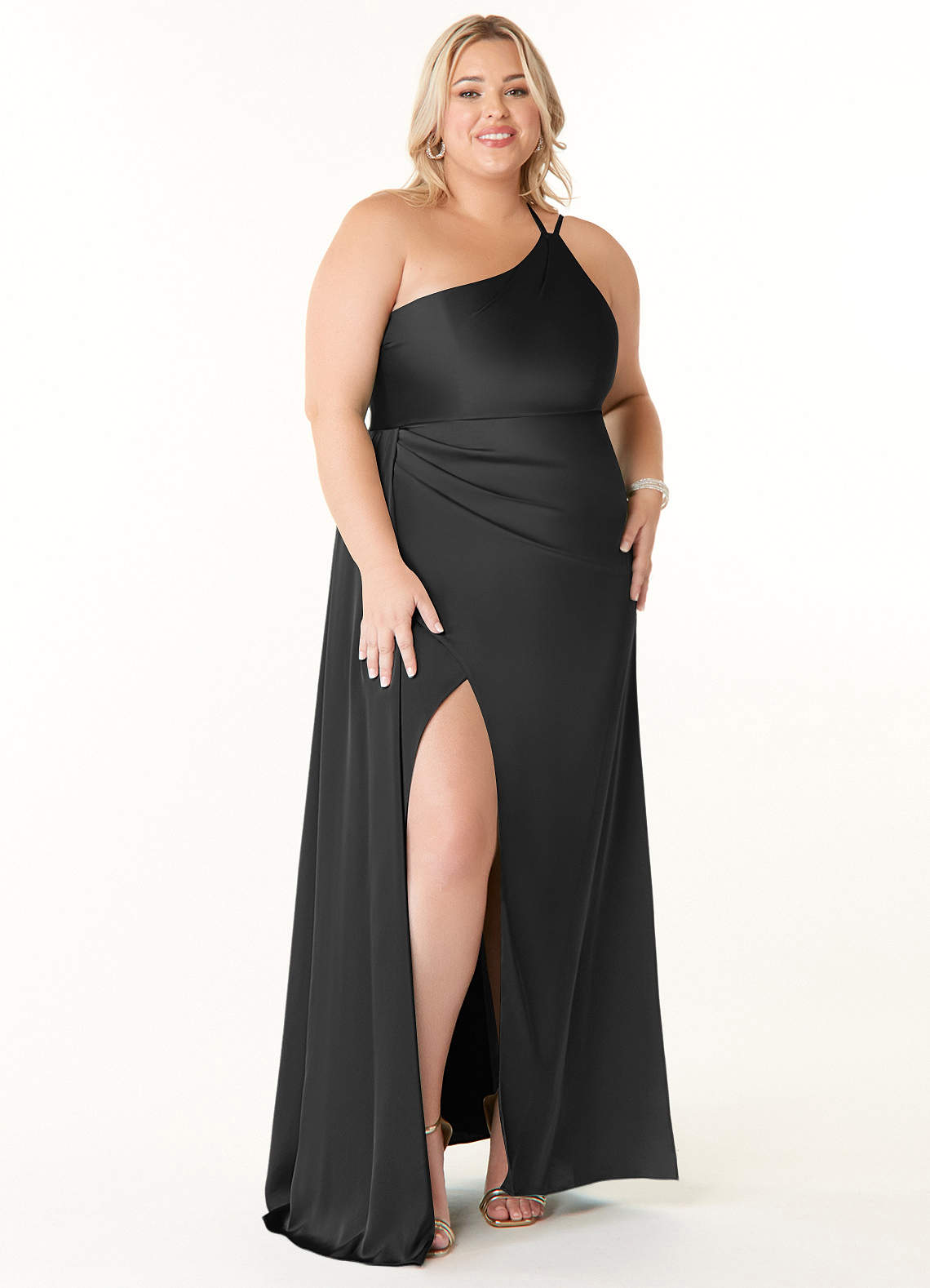 Azazie Maron Stretch Satin Dress Black Bridesmaid Dresses | Azazie