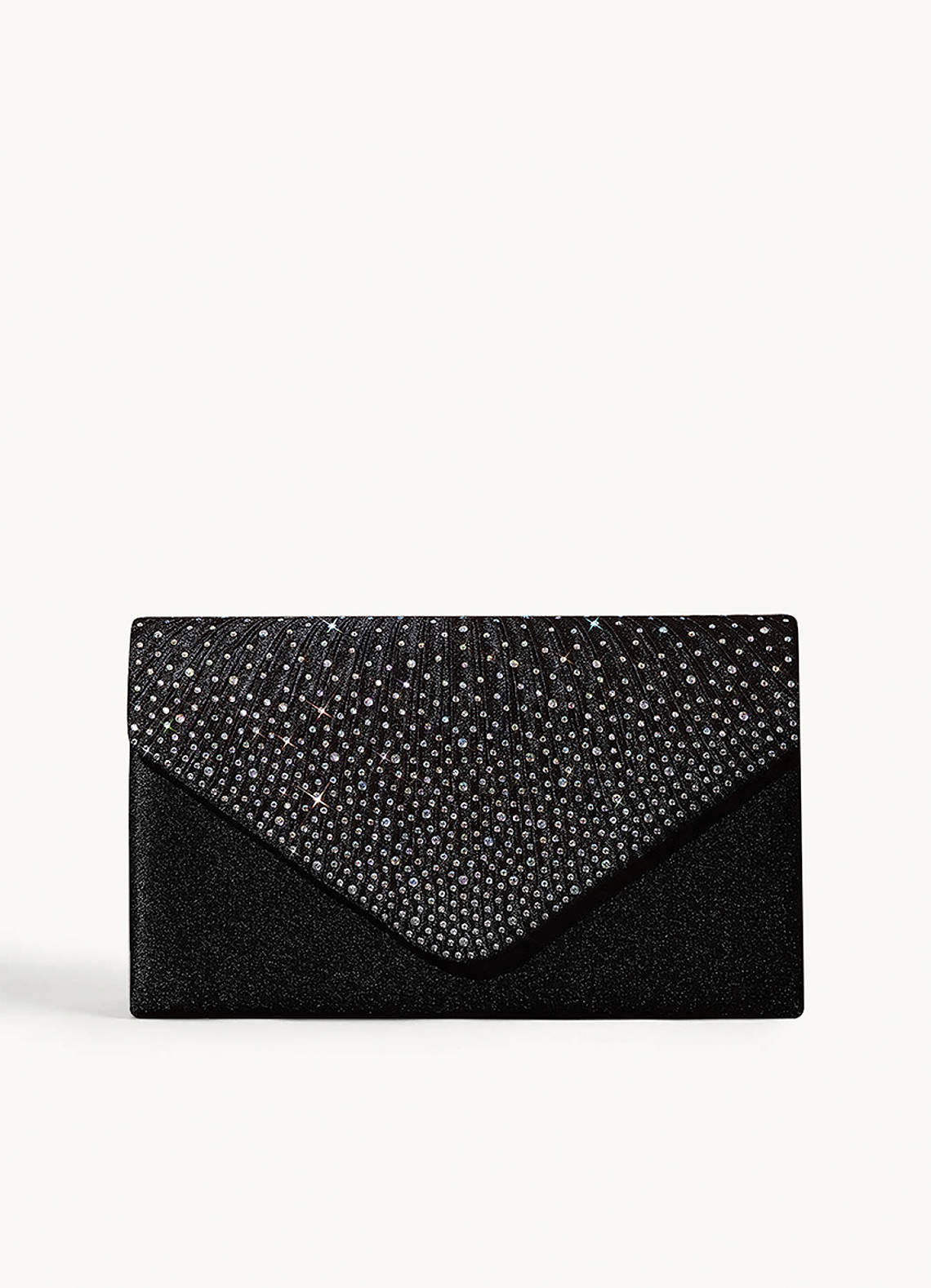 front Rhinestone Satin Clutch Bag