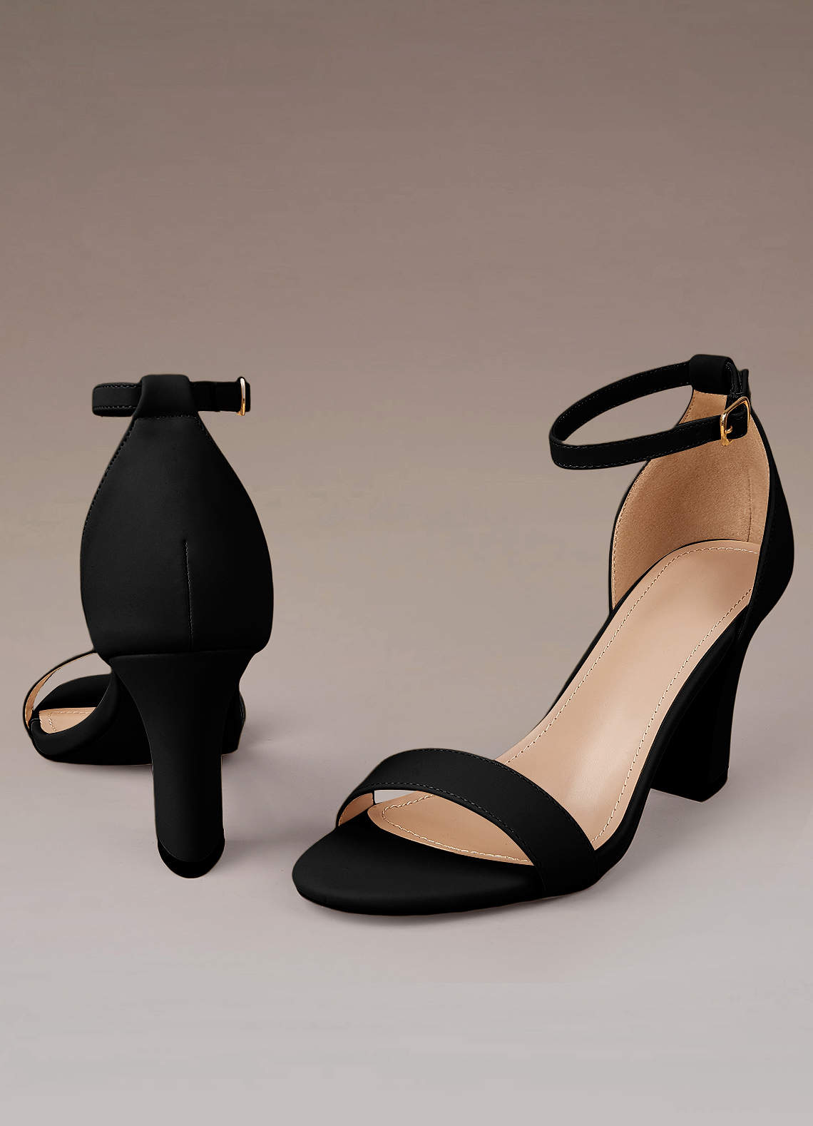 front One-Strap Buckle Chunky Heel Sandals