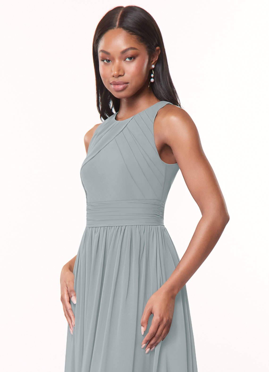 dolphin grey bridesmaid dresses Ever-Pretty Chiffon Ruffle Sleeve Empire Waist Lotus Hemline Summer Formal Wedding Guest Dress