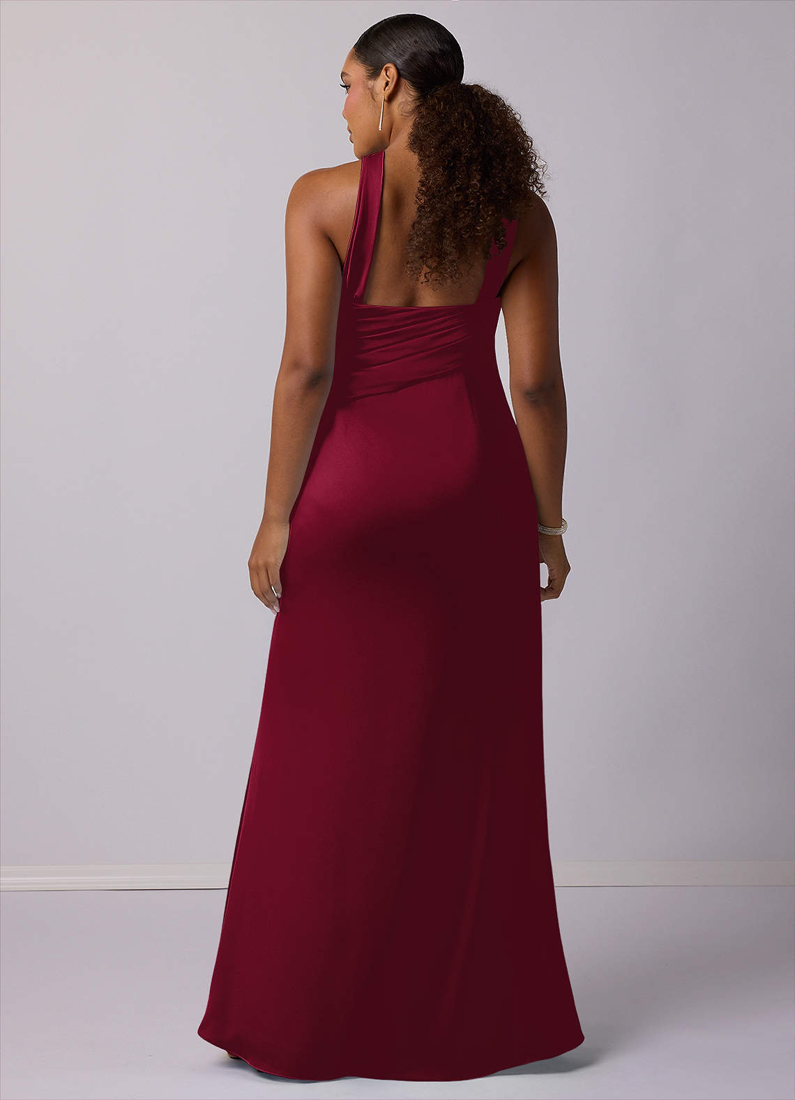 Barbie ♥ Azazie Bridesmaid Dresses Burgundy Mermaid One Shoulder Stretch Satin Dress image6