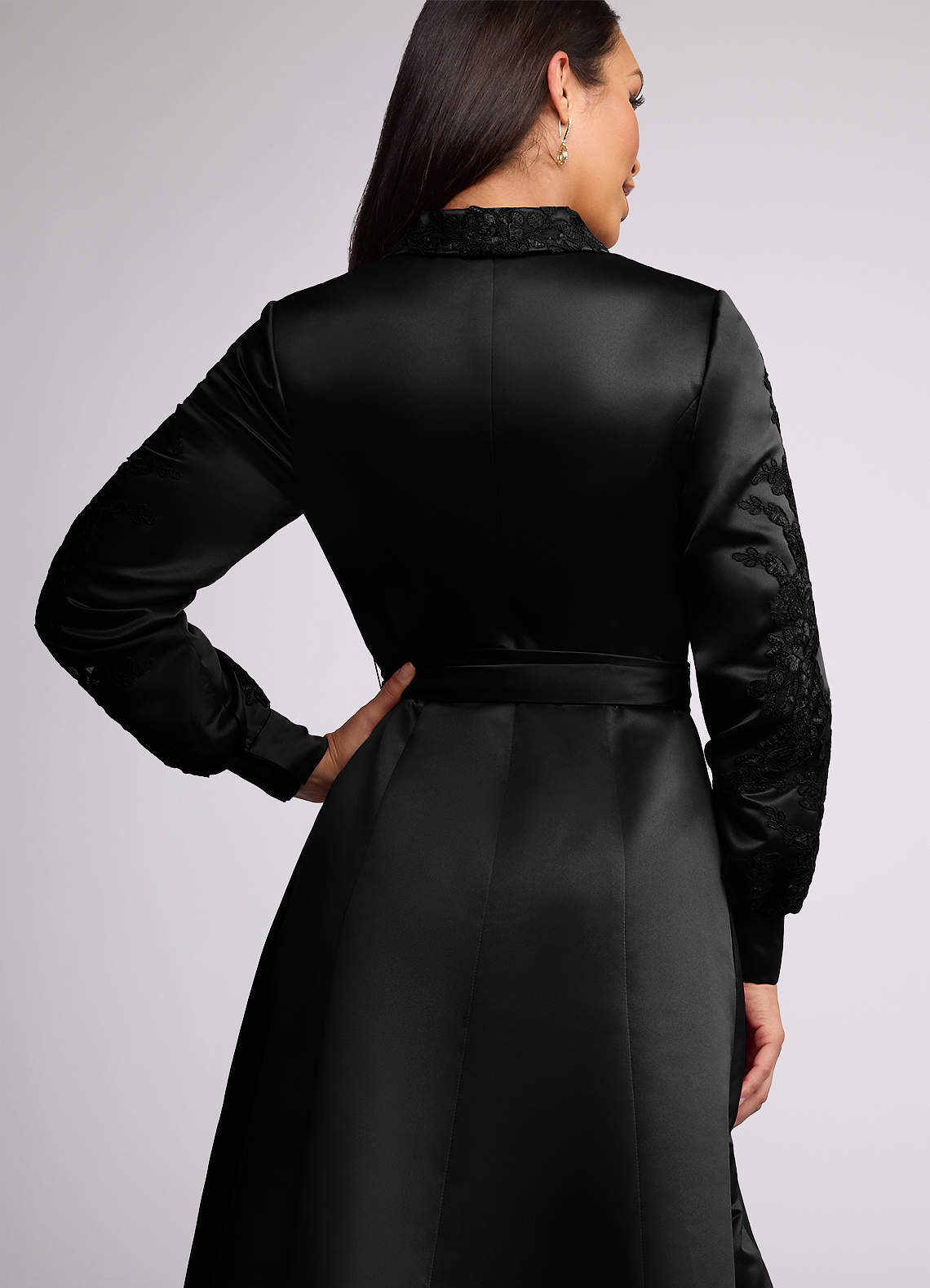 Azazie Ruth Mother of the Bride Dresses Black A-Line Lace Matte Satin Dress image4