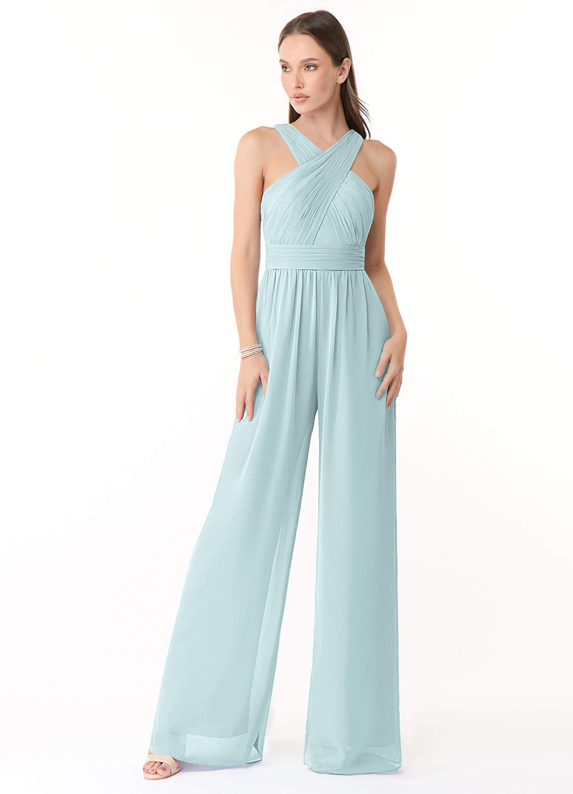Azazie Berdie Jurken voor bruidsmeisjes Jumpsuit van Chiffon Houder De Nevel image1
