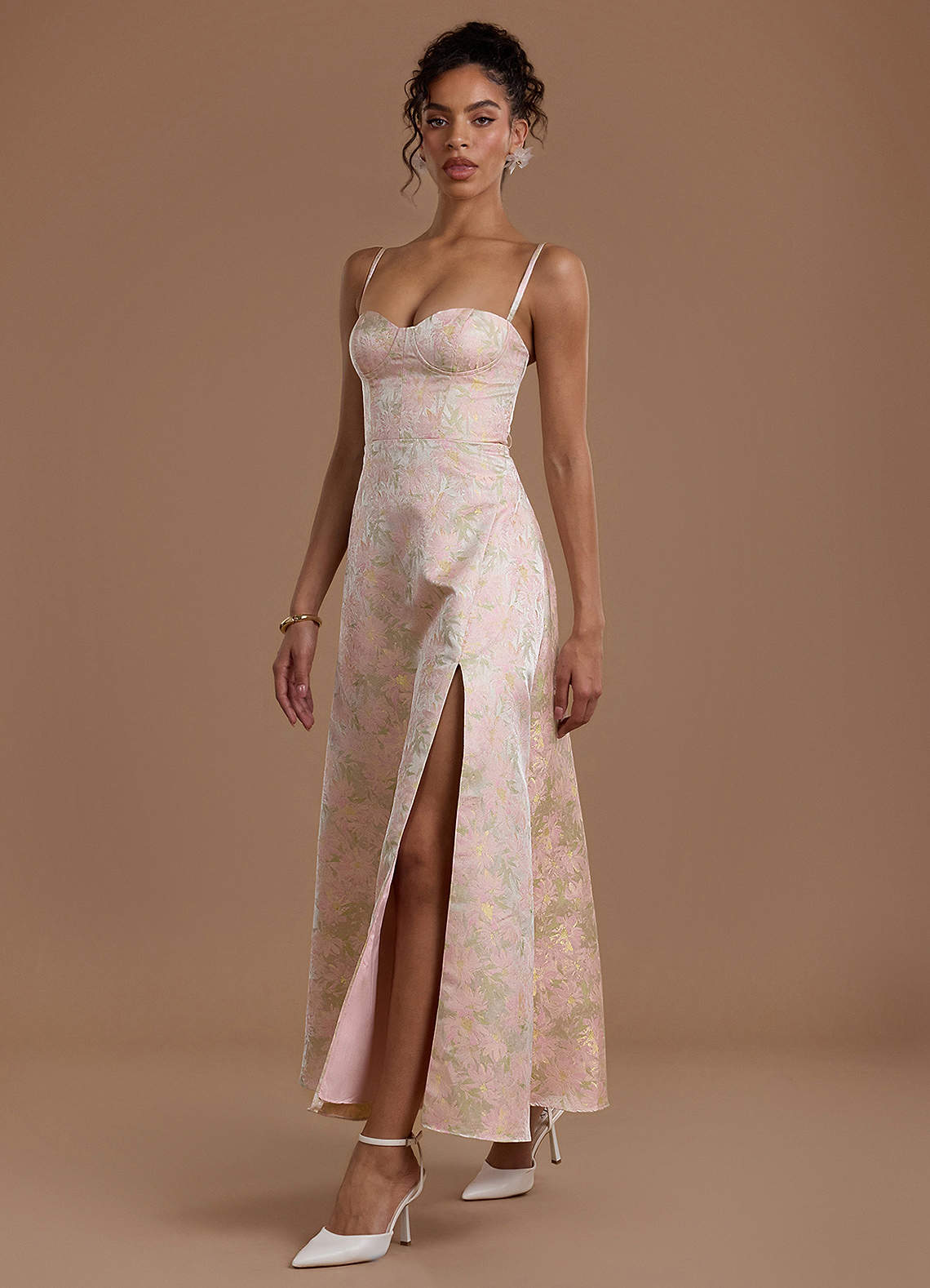 Aster Blush Floral Maxi Dress | Azazie CA