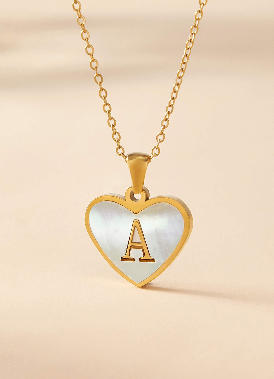 front Monogram Heart Shell Necklace