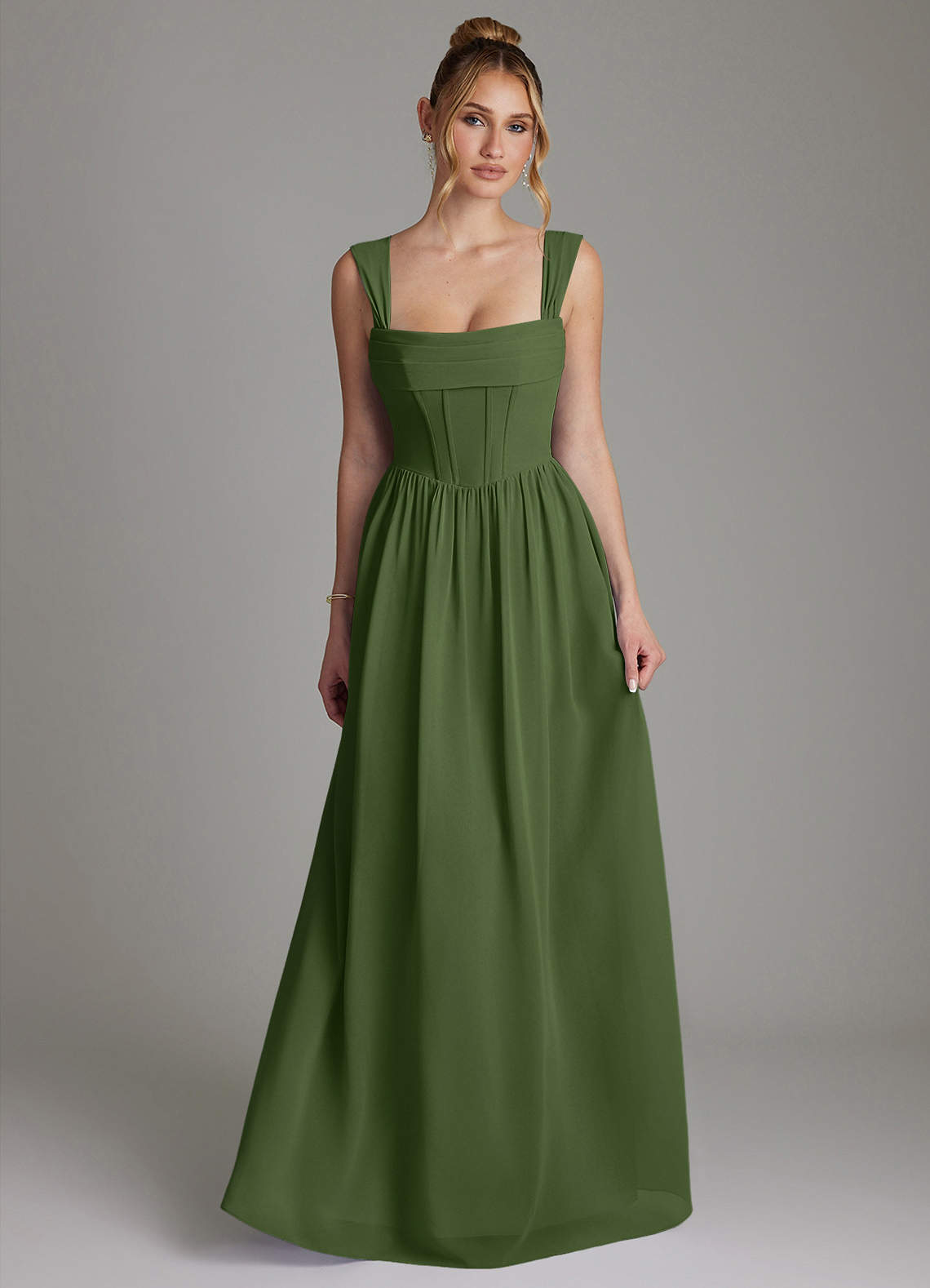 Azazie Caterina Olive Chiffon Bridesmaid Dresses | Azazie