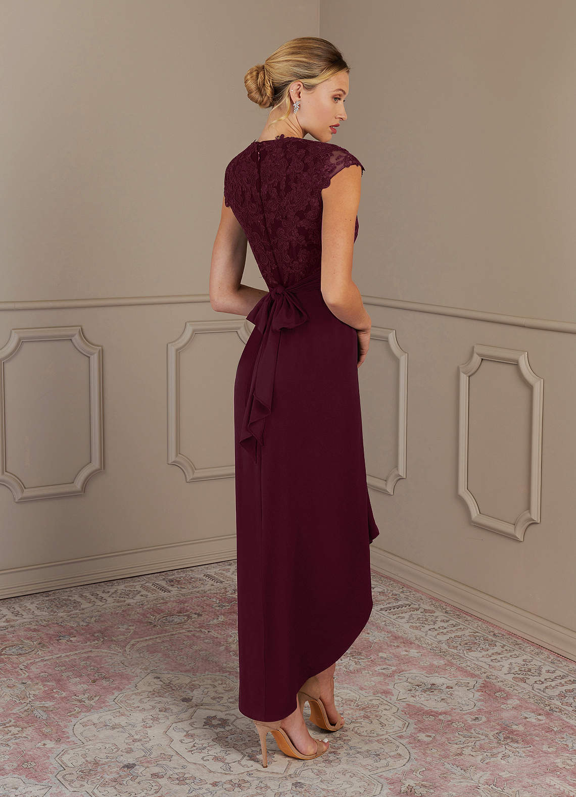 Azazie Joana Cabernet A Line Lace Dress Azazie AU