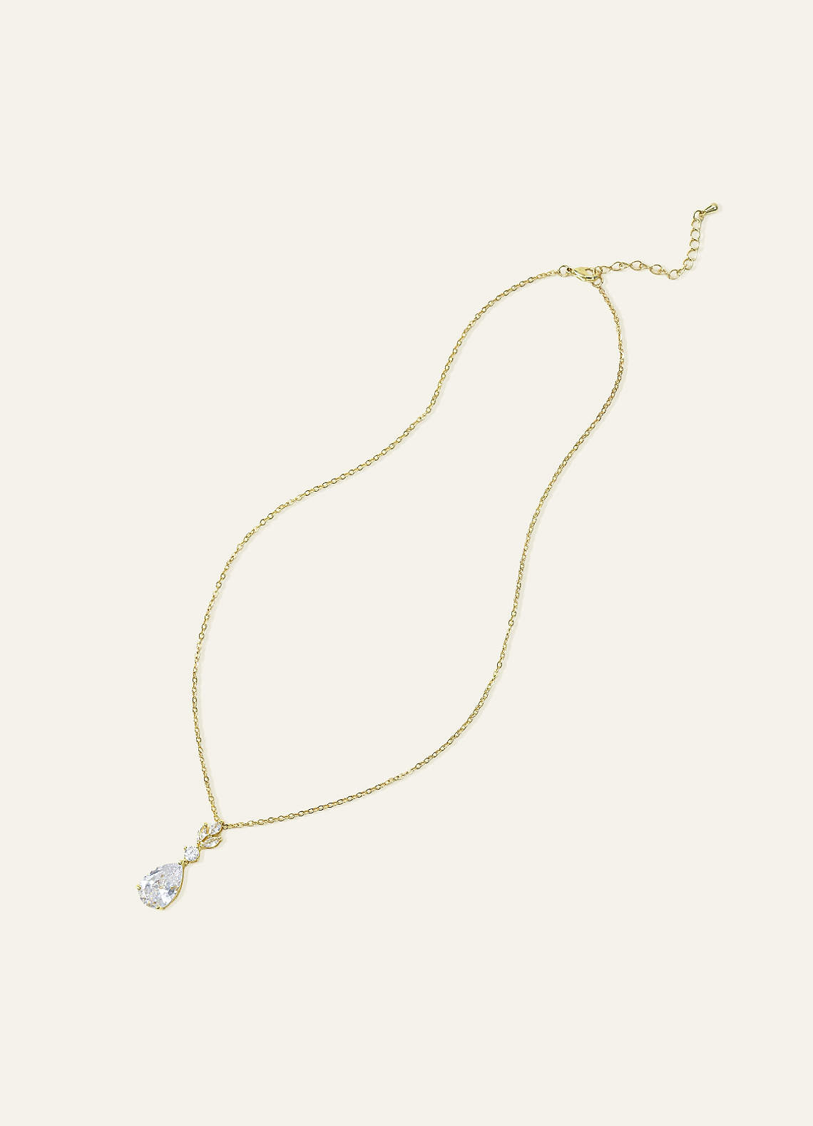 front Pear Cut CZ Pendant Necklace