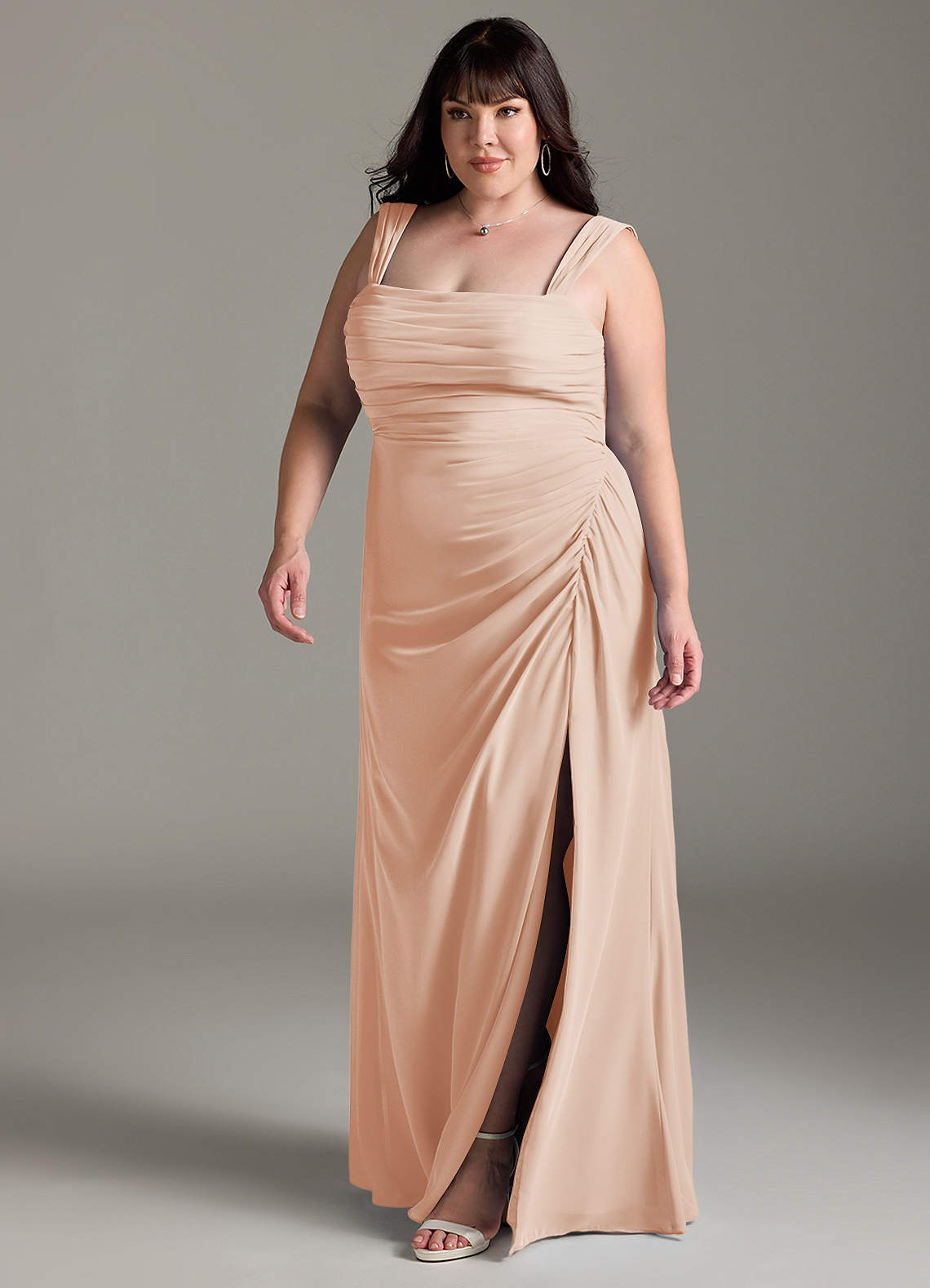 Azazie Jesaphine Bridesmaid Dresses English Rose Sheath Bow Chiffon Dress image11