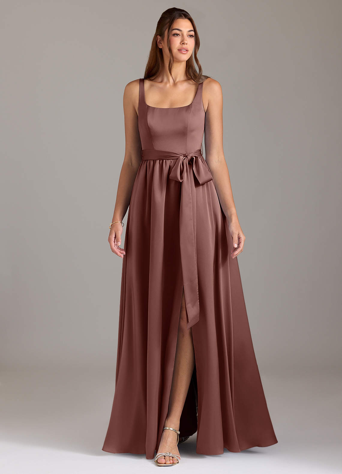 Knee Length Boat Neck Dress A-Line/Princess Square Neck Sleeveless  Floor-Length Bridesmaid Dresses