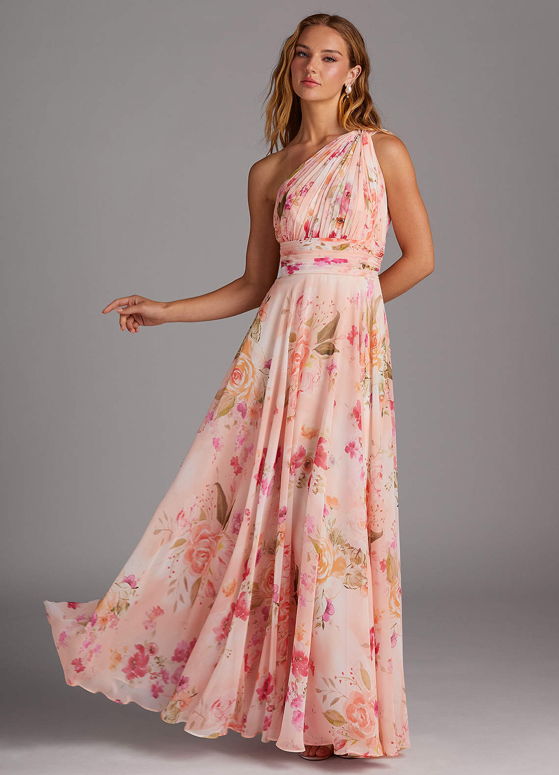 One Shoulder A-line Pink Chiffon Bridesmaid Dresses One Shoulder A-line Pink Chiffon Bridesmaid Dresses