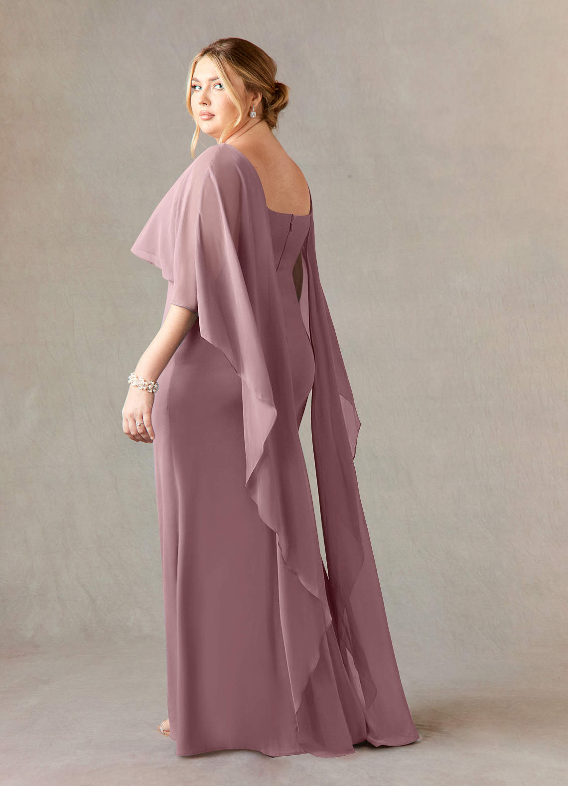 Azazie Dion Mother of the Bride Dresses Dusty Rose Sheath Scoop Stretch Crepe Dress image11