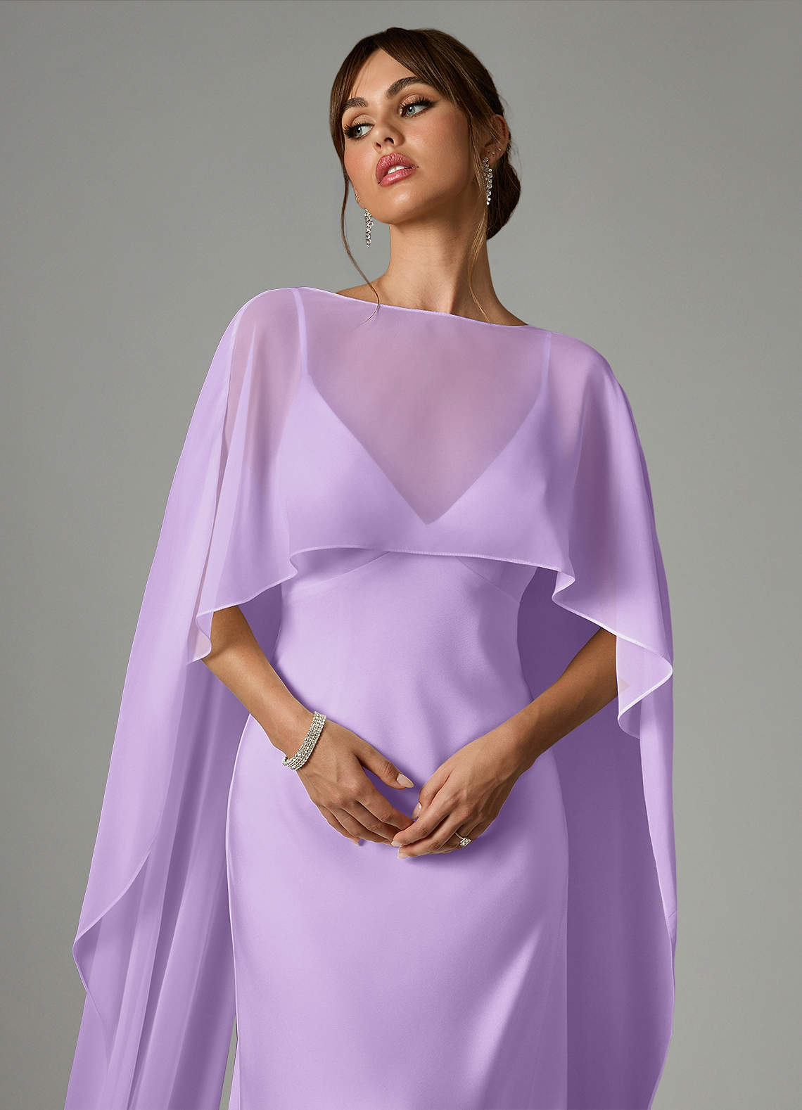 Azazie Stefania Robes de demoiselle d'honneur Robe Trapèze en Satin extensible Lilas image4