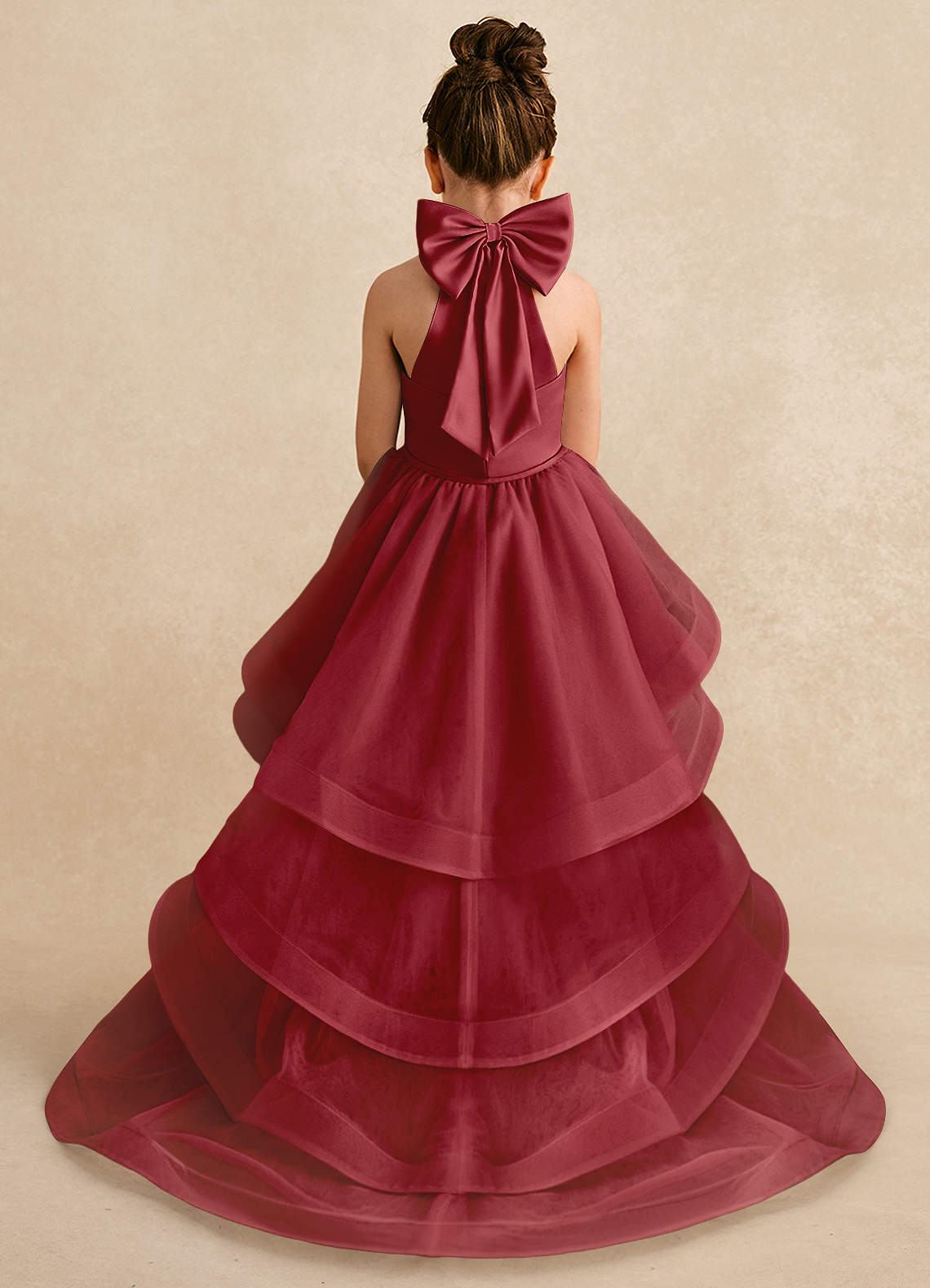halter bridesmaid dress satin Sassy Gold Satin Halter Open Back Bridesmaid Gown main image 1