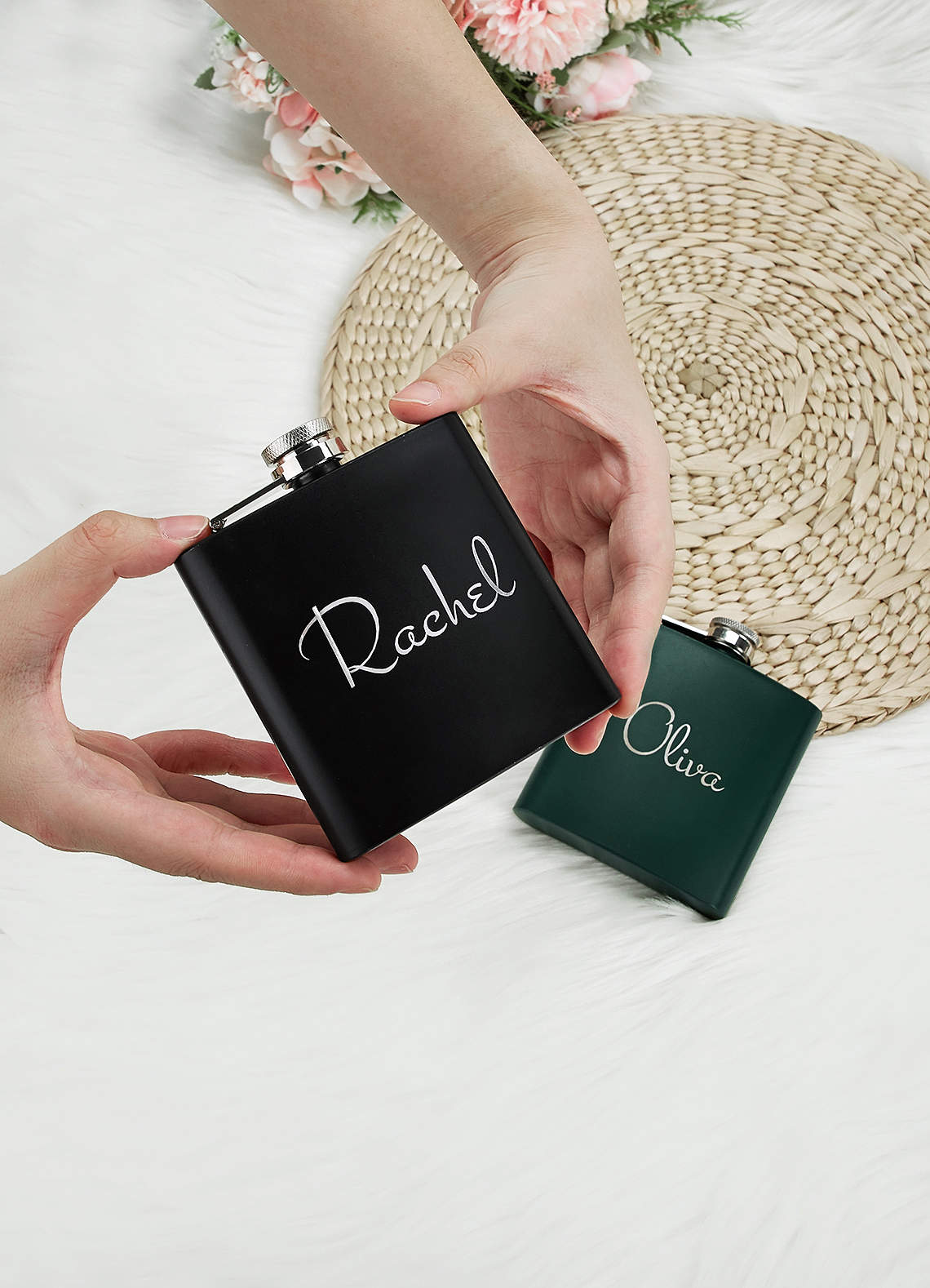 front Personalized Flasks For Bridesmaid Gifts