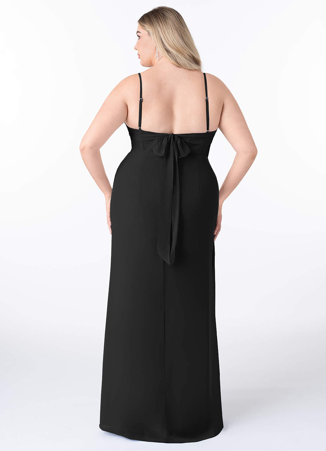 Azazie Mai Bridesmaid Dresses Black Sheath Pleated Chiffon Dress image7