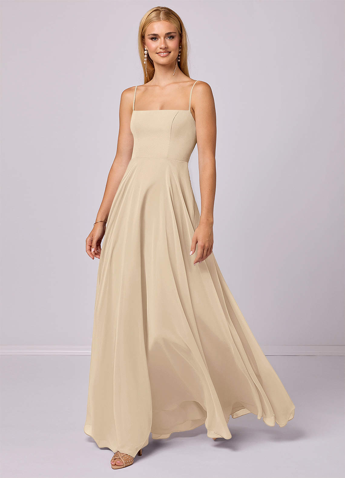 Barbie ♥ Azazie Bridesmaid Dresses Champagne A-Line Chiffon Dress image1