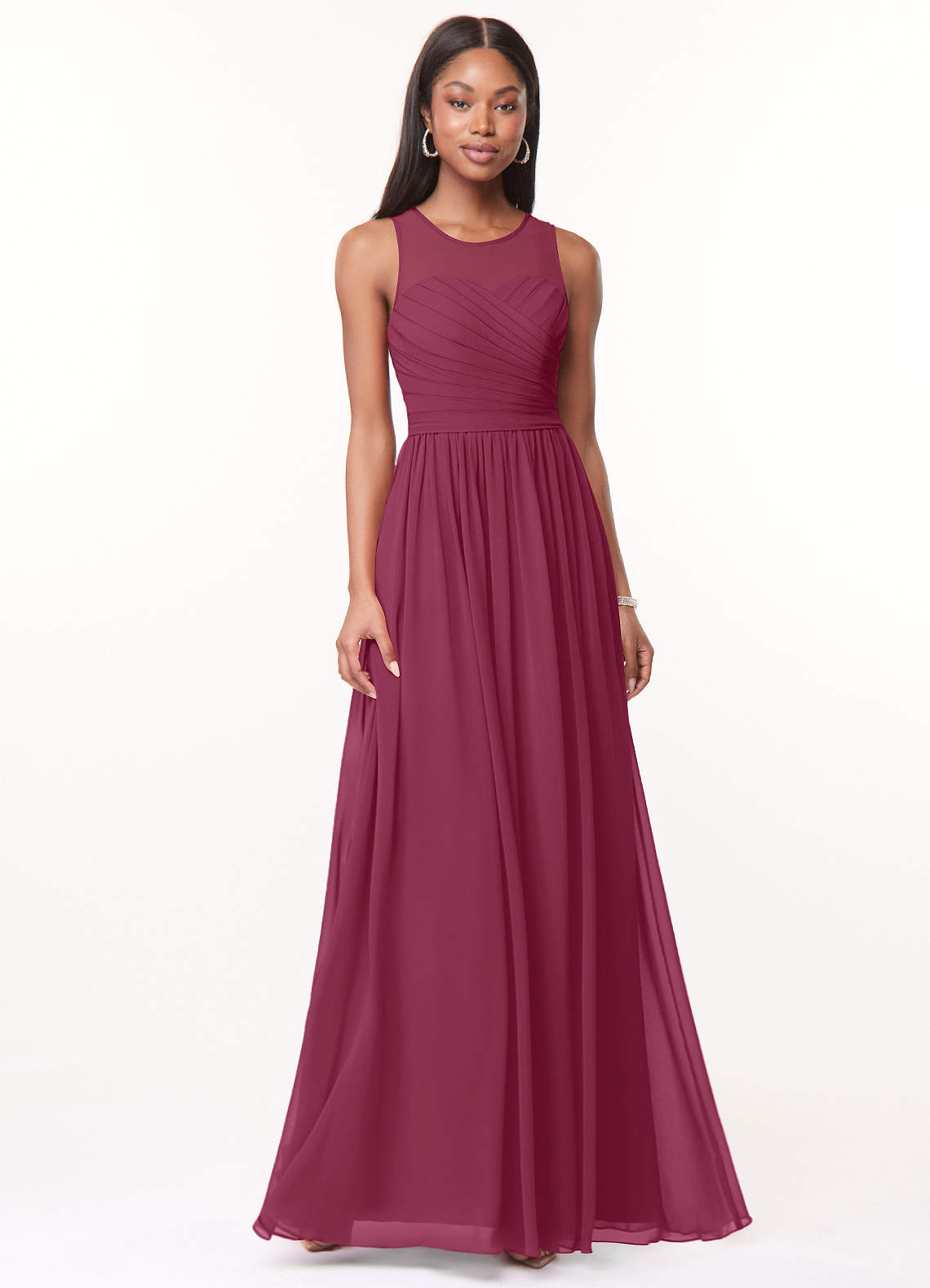 Azazie Nina Bridesmaid Dresses Mulberry A-Line Pleated Chiffon Dress image1